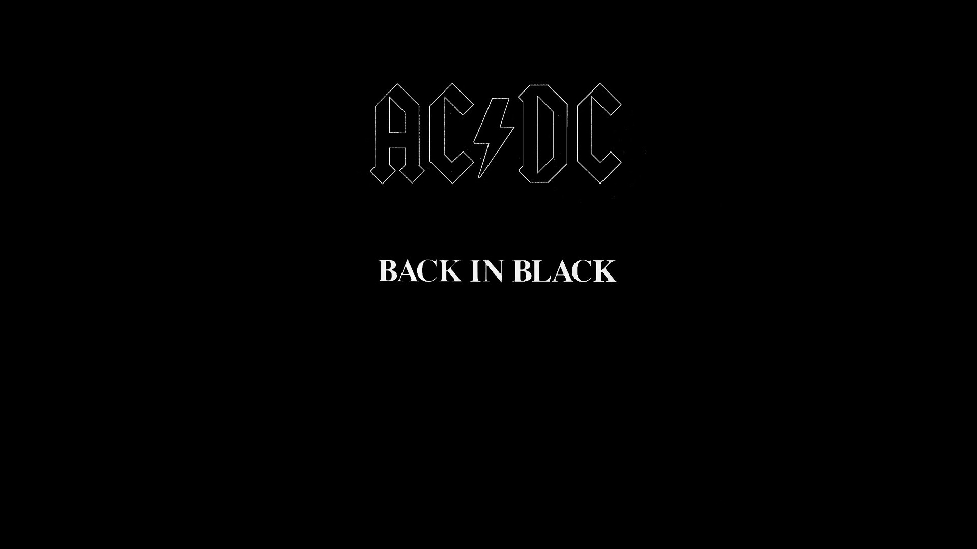 AC/DC, Back in Black, Sfondo nero, Minimalista, Full HD, wallpaper per computer