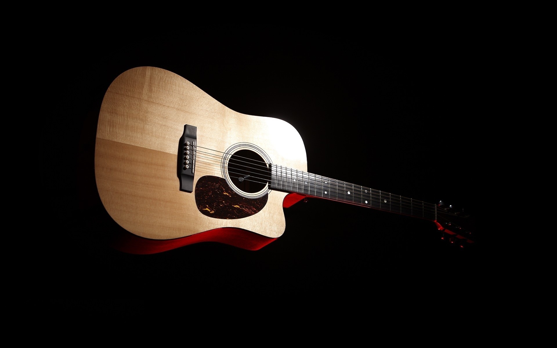 Chitarra acustica, Sfondo nero, Legno, Strumento musicale, Full HD, wallpaper per desktop