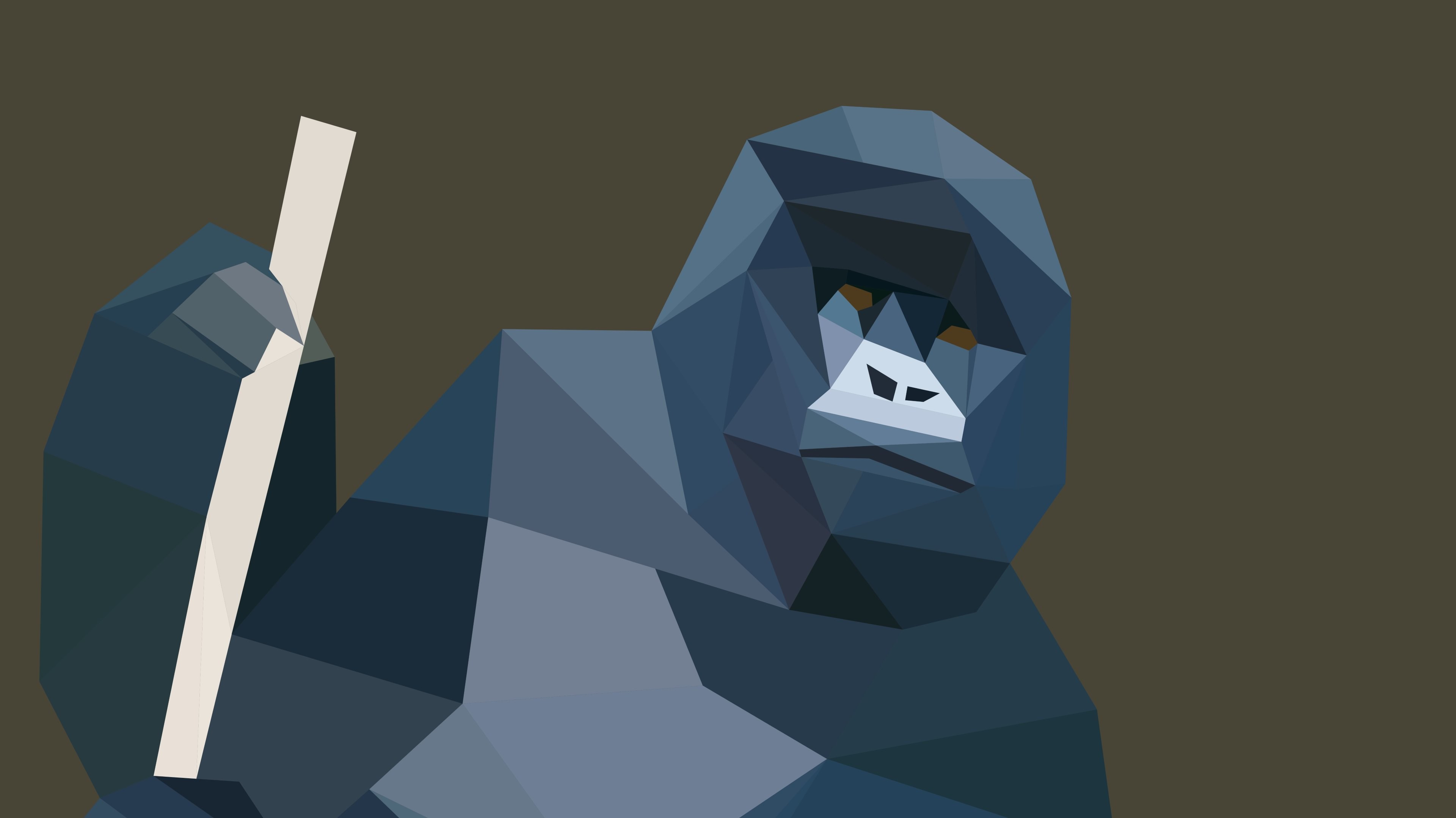 Low poly, Gorilla, Sfondo marrone, 4K, wallpaper per computer