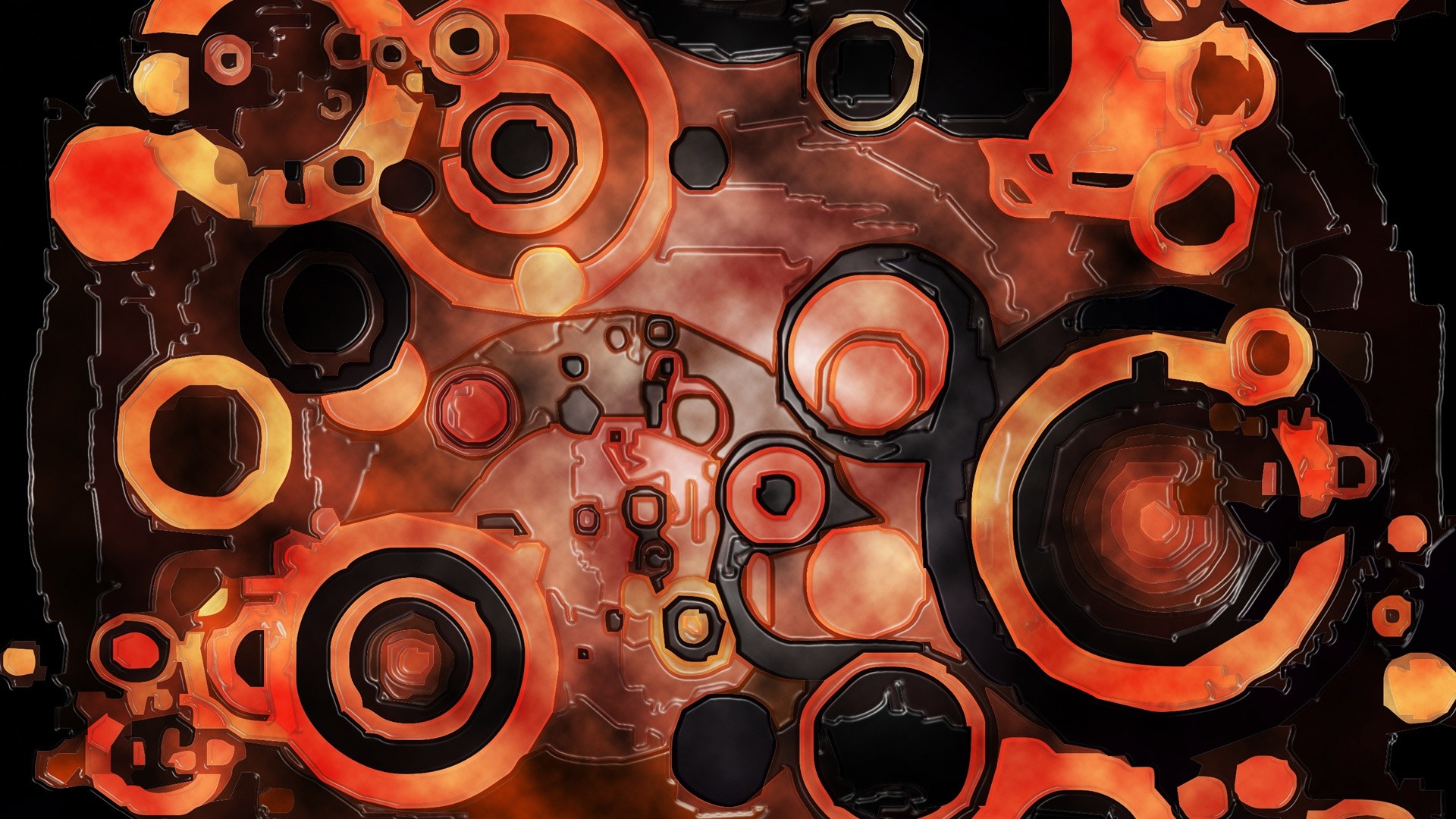 Cerchi, Ingranaggi, Arancione, Retrò, 16:9 Full HD, sfondo widescreen