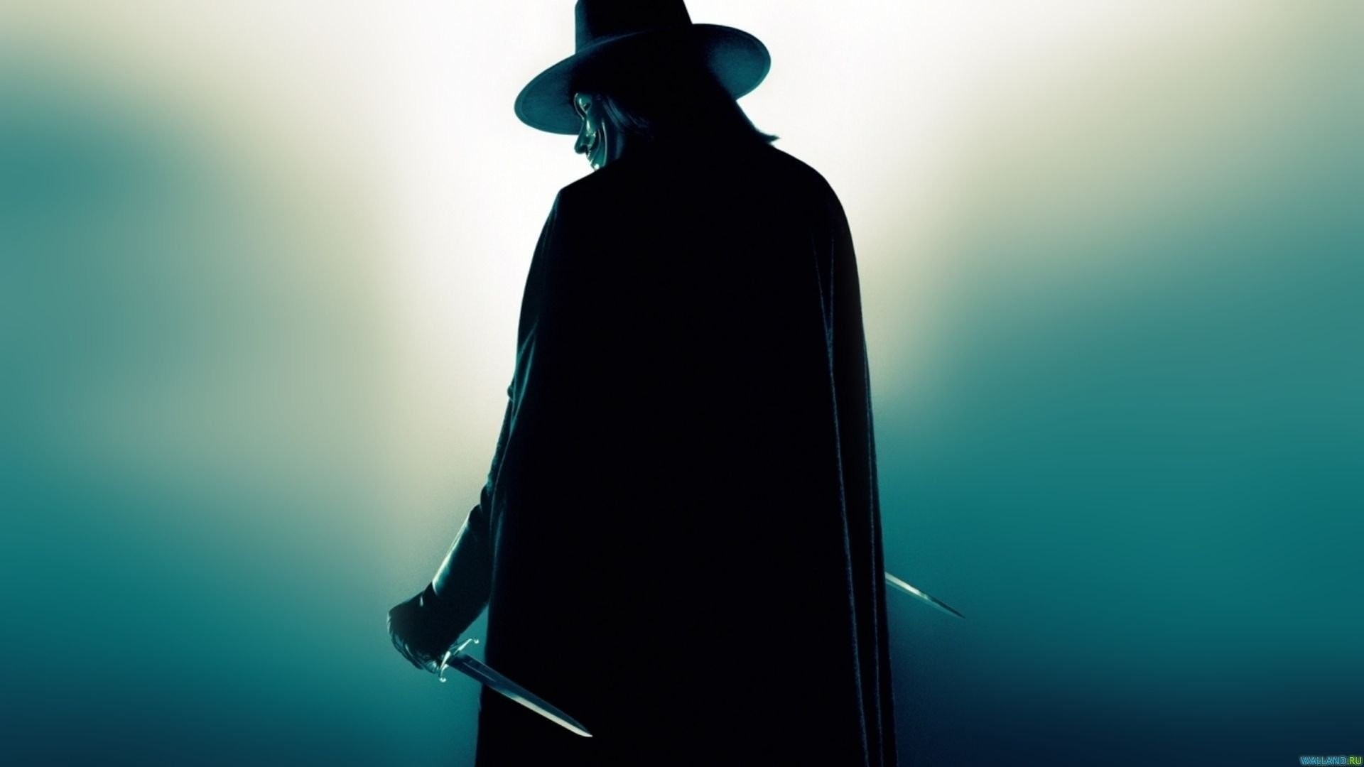 V, V per Vendetta, Silhouette, Cappello, Full HD, sfondo PC