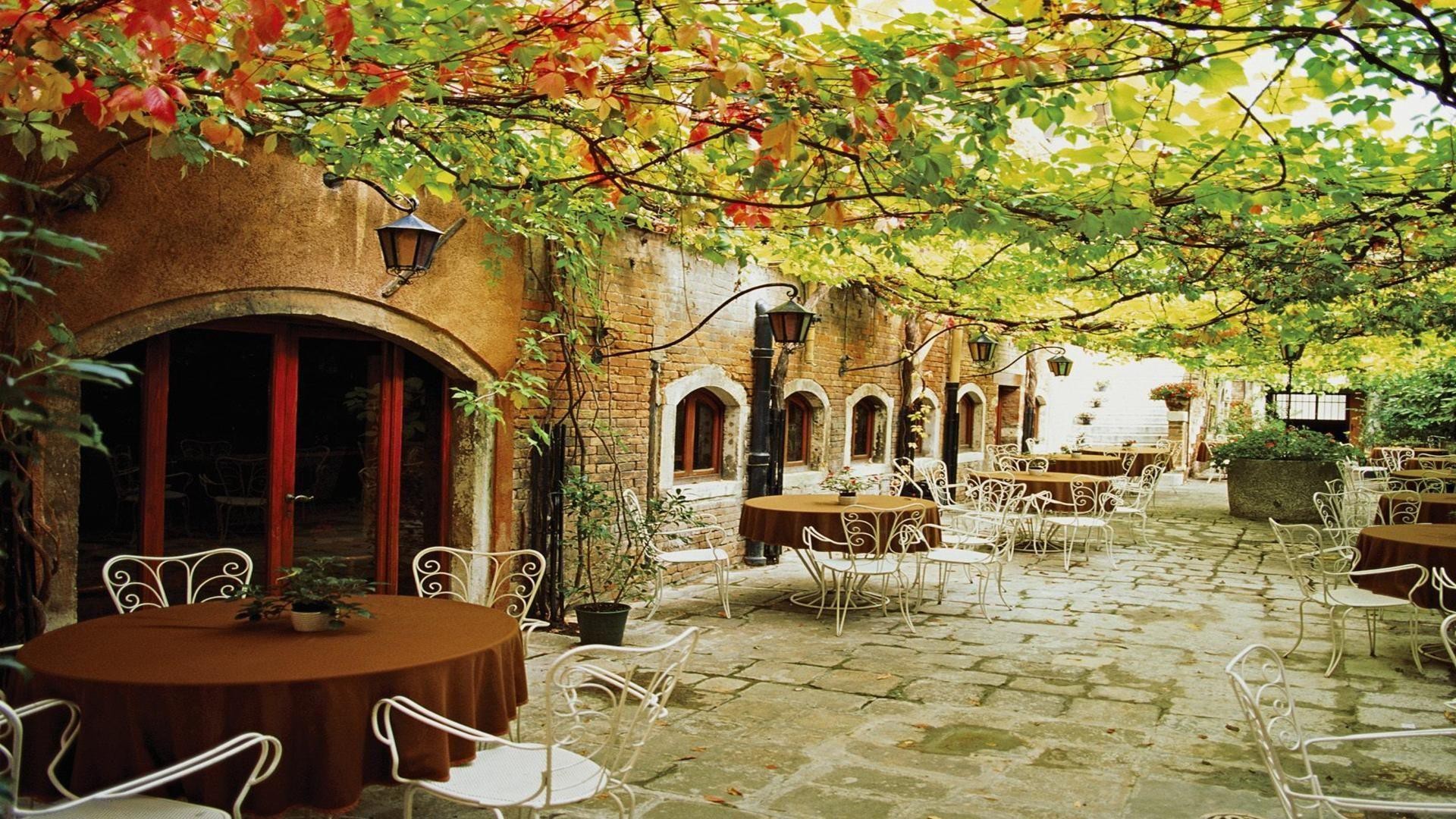 Terrazza, Pergola, Trattoria, Borgo, Full HD, sfondo per portatile