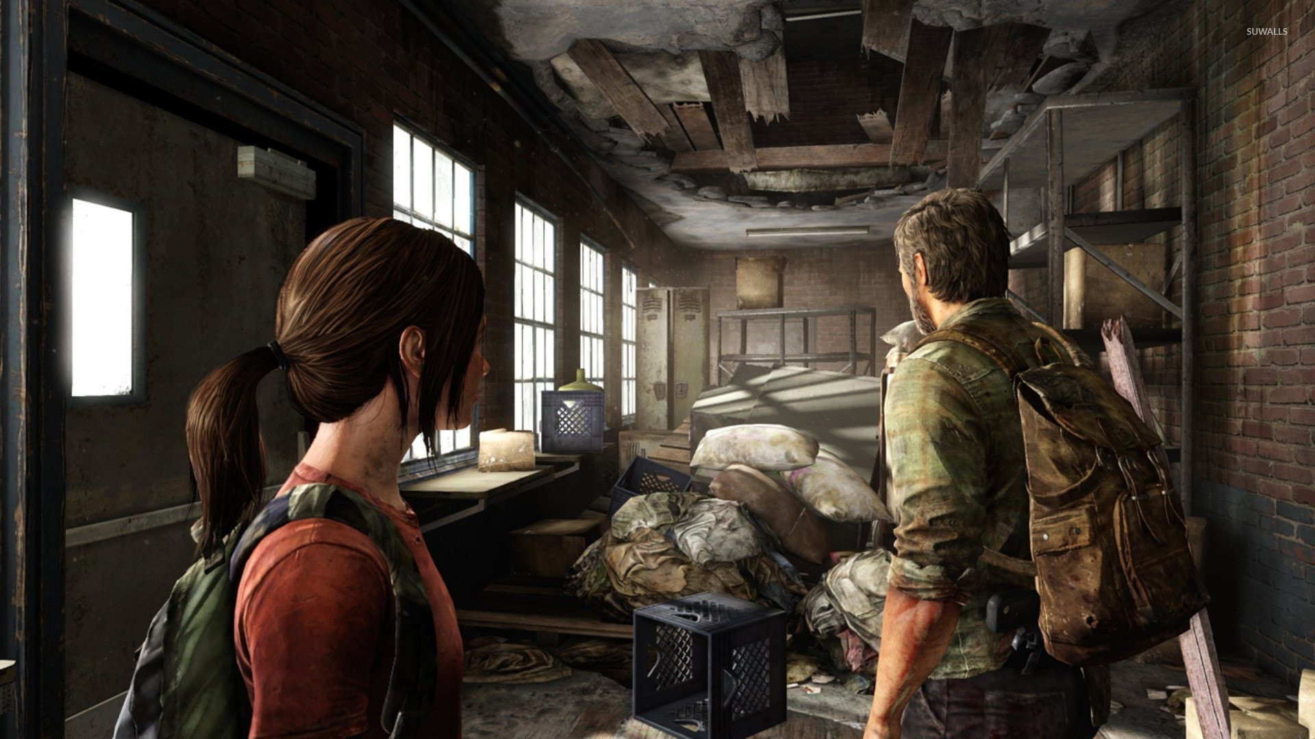 The Last of Us, Ellie, Joel, Interno abbandonato, 1920x1080, sfondo per PC
