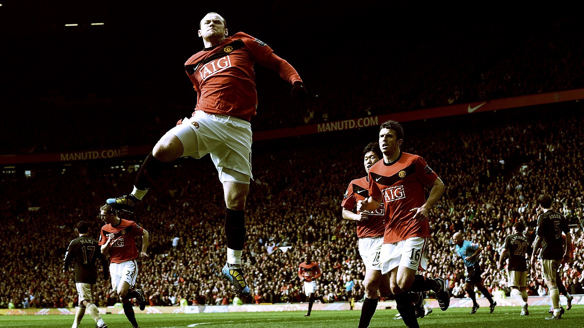 Wayne Rooney, Manchester United, Esultanza, Old Trafford, Calcio, sfondo 1920x1080 per PC