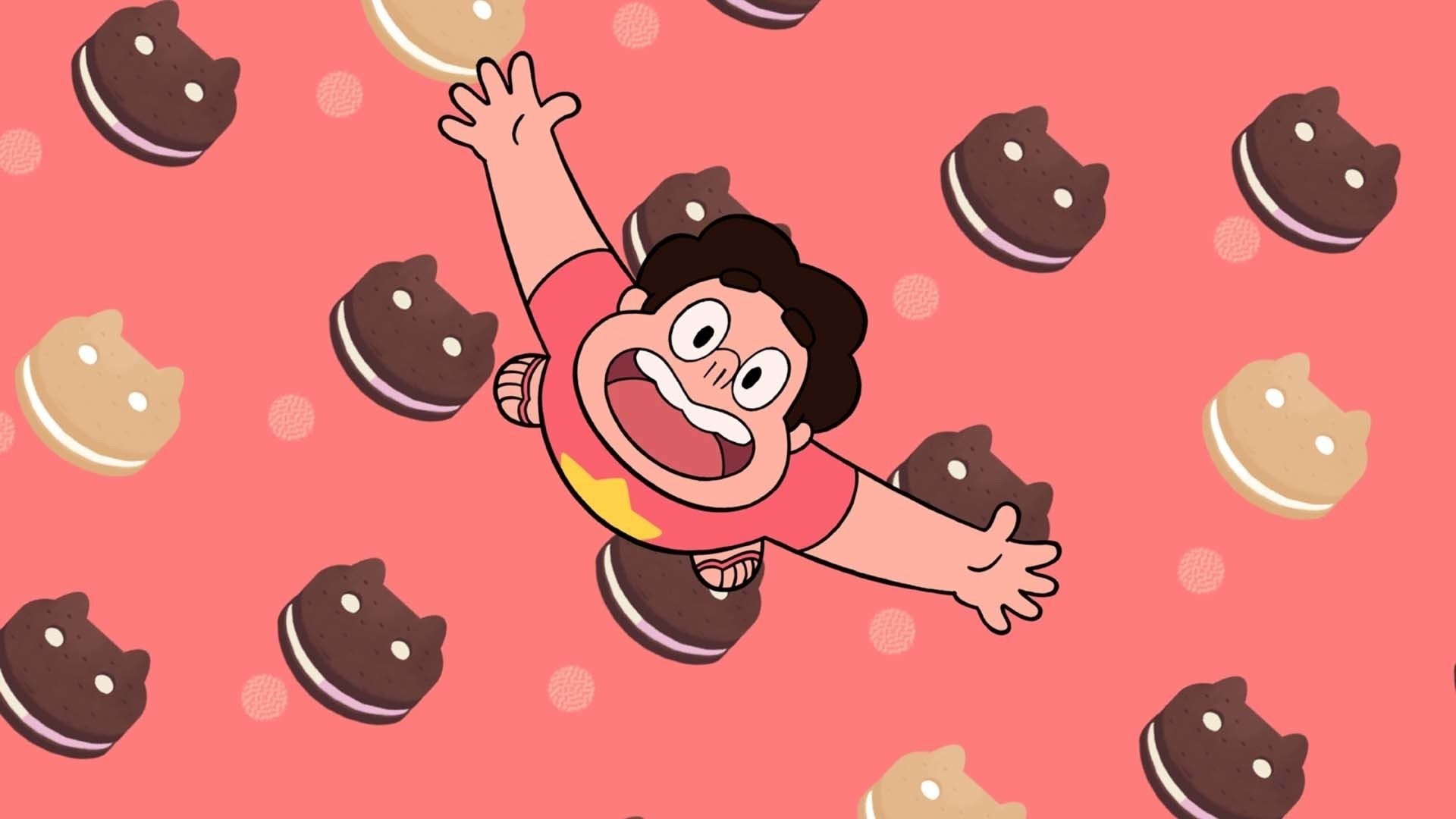 Steven, Steven Universe, Cookie Cat, Biscotti, Sfondo rosso, Full HD, wallpaper per portatile