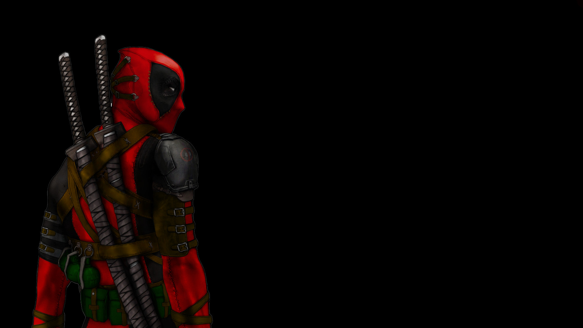 Deadpool, Marvel, Katane, Sfondo nero, 16:9 Full HD, wallpaper widescreen