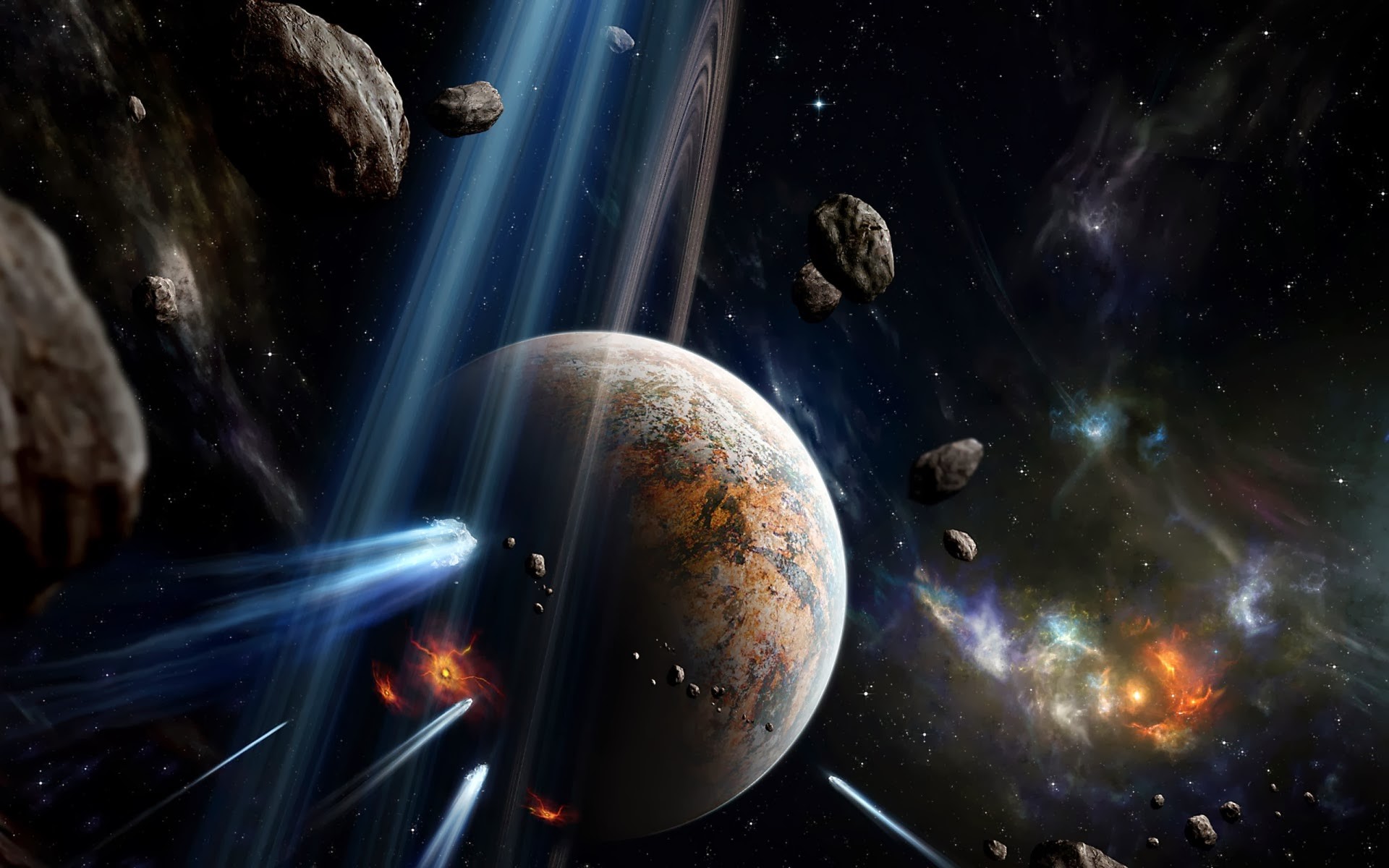 Spazio, Pianeta, Asteroidi, Fantascienza, 1920x1200, sfondo per PC