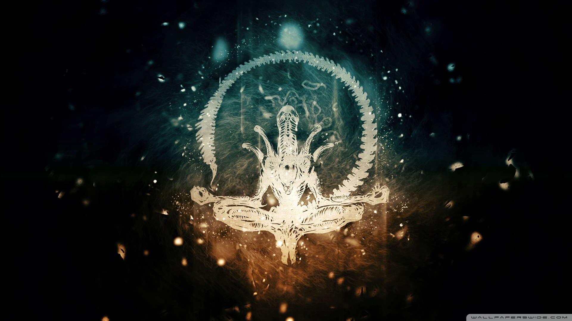 Mandala, Arte digitale, Sfondo scuro, 16:9 Full HD, wallpaper widescreen
