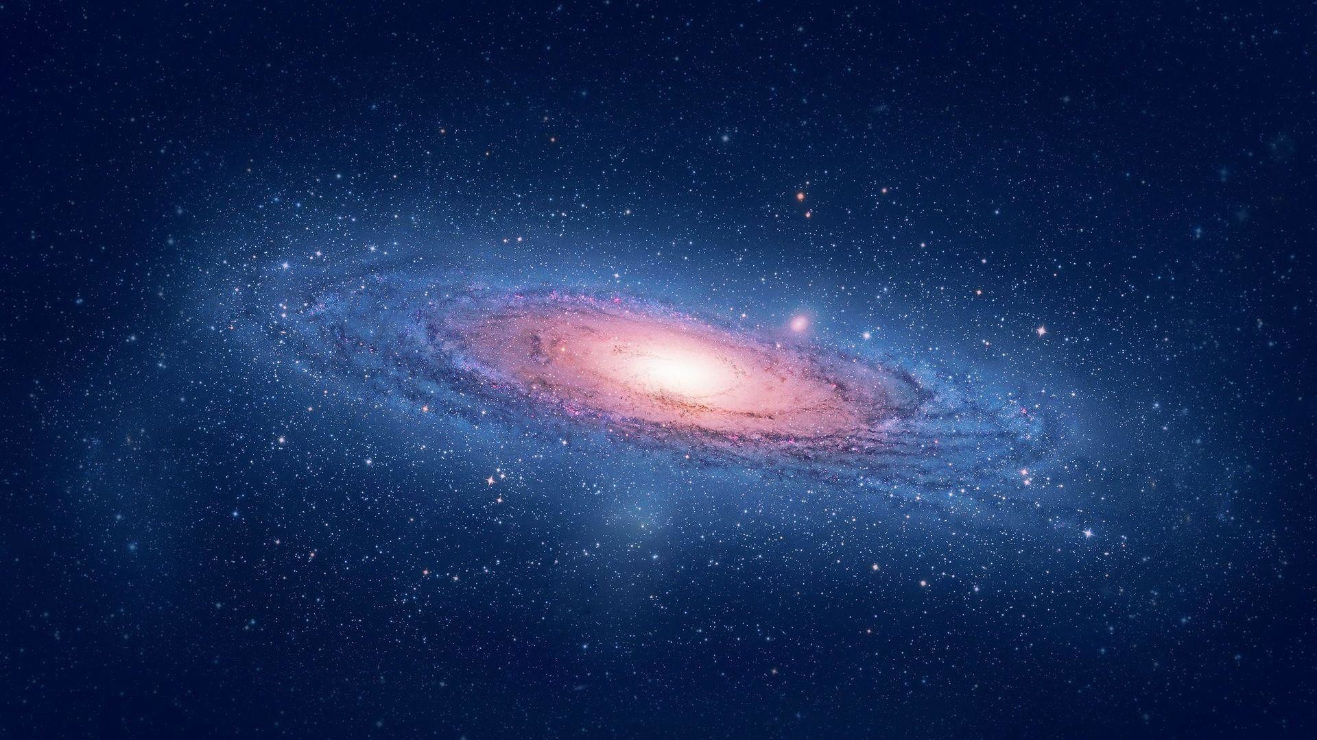 Galassia di Andromeda, Galassia a spirale, Spazio, Blu, Full HD, sfondo per portatile