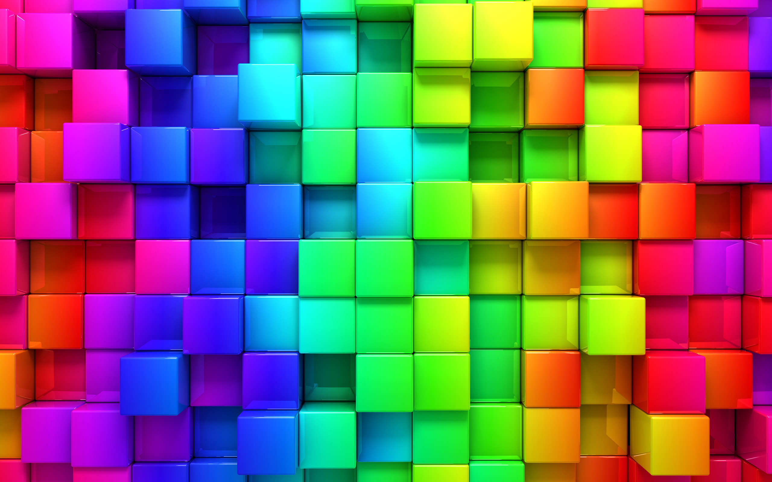 Cubi colorati, Arcobaleno, Rendering 3D, Astratto, sfondo per il tuo tablet