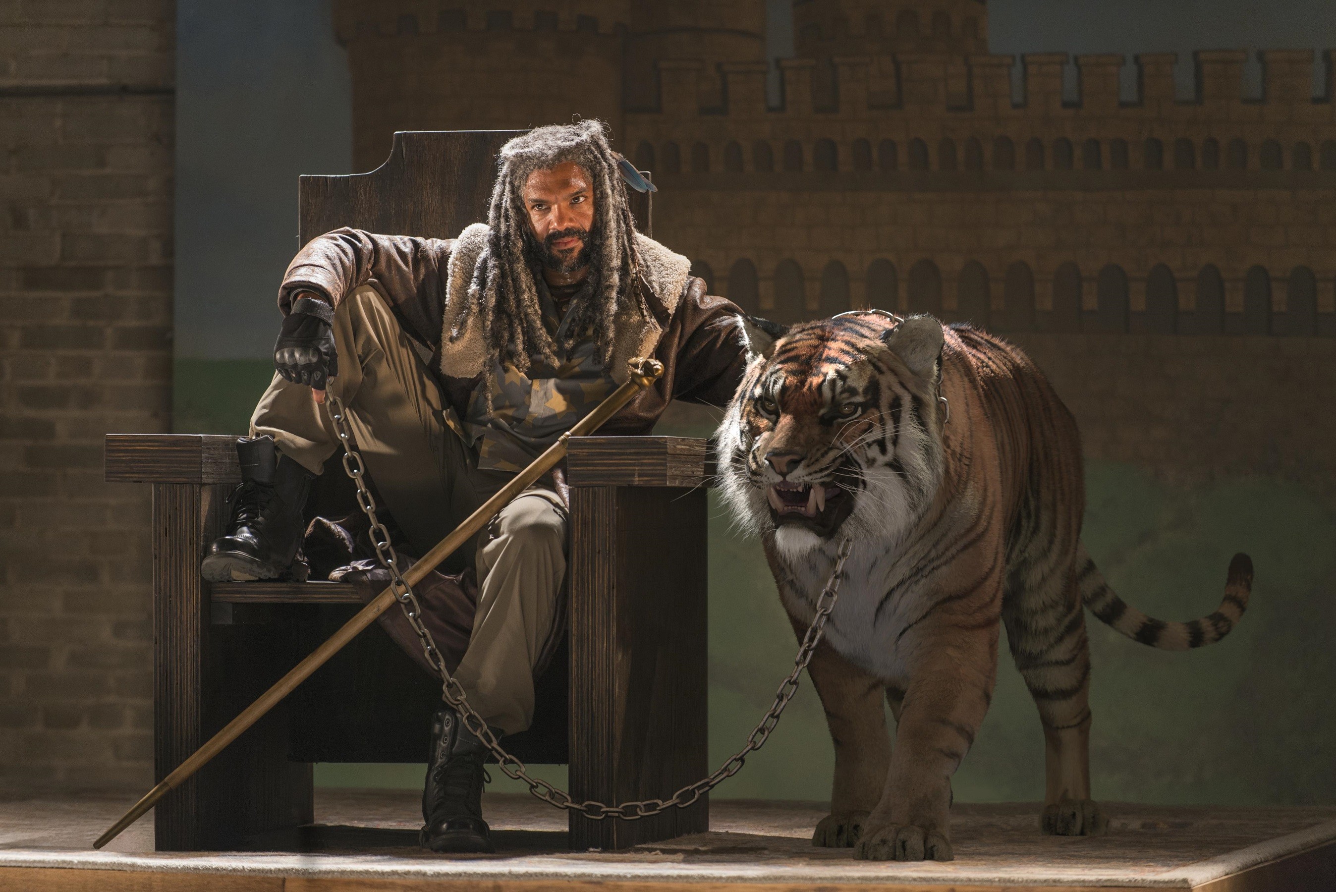 The Walking Dead, Re Ezekiel, Khary Payton, Shiva, Tigre, Trono, sfondo 2K per PC