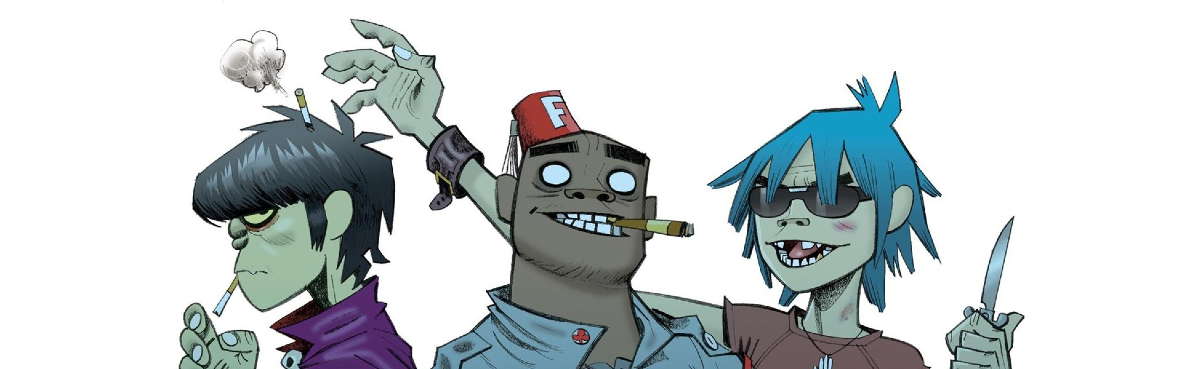 Gorillaz, Murdoc Niccals, Russel Hobbs, 2-D, Sfondo bianco, Full HD, wallpaper per computer