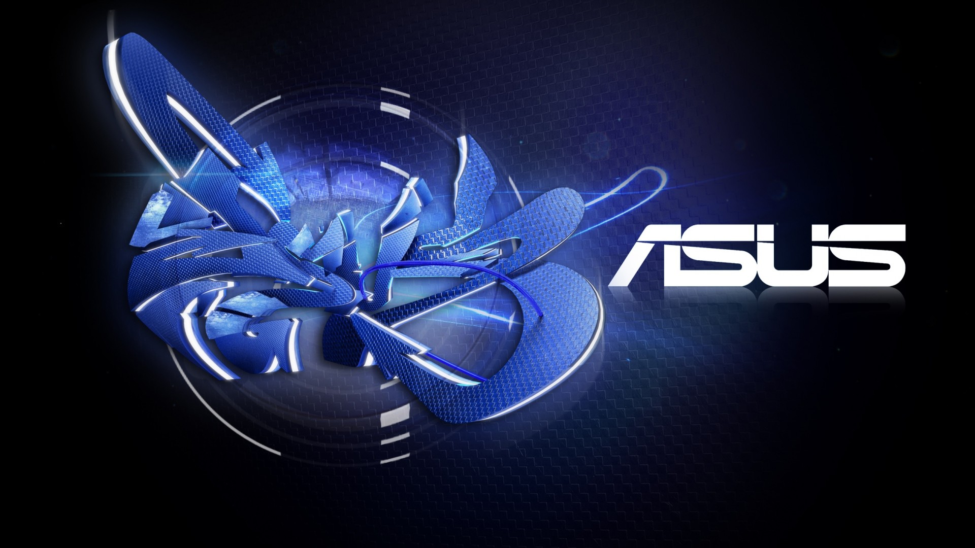 ASUS, Logo, Arte 3D, Toni blu, Full HD, sfondo per PC e portatile