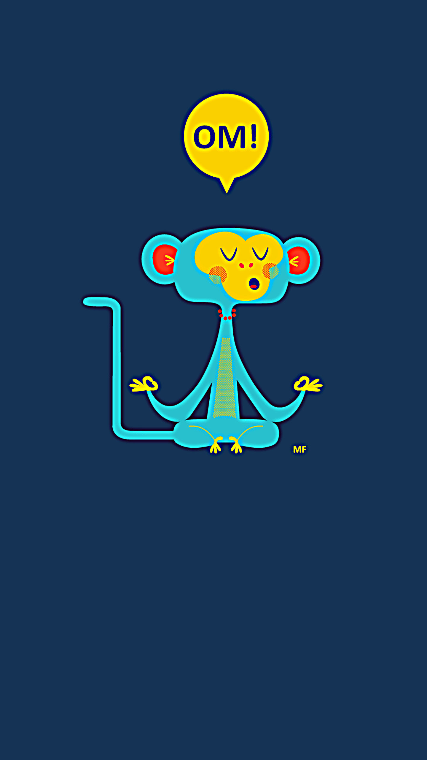 Scimmia, Meditazione, Illustrazione, Blu navy, immagine di sfondo Galaxy S7