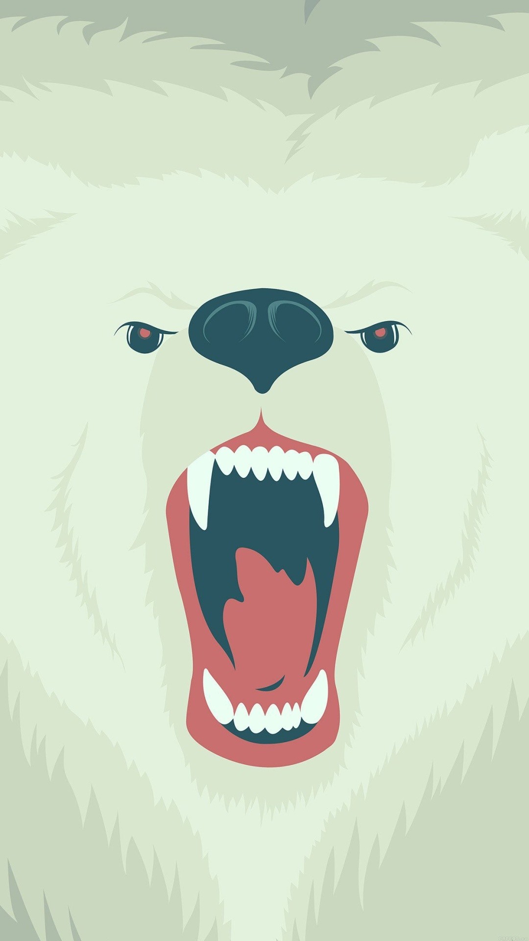 Orso polare, Illustrazione, Ruggito, Minimalismo, sfondo iPhone