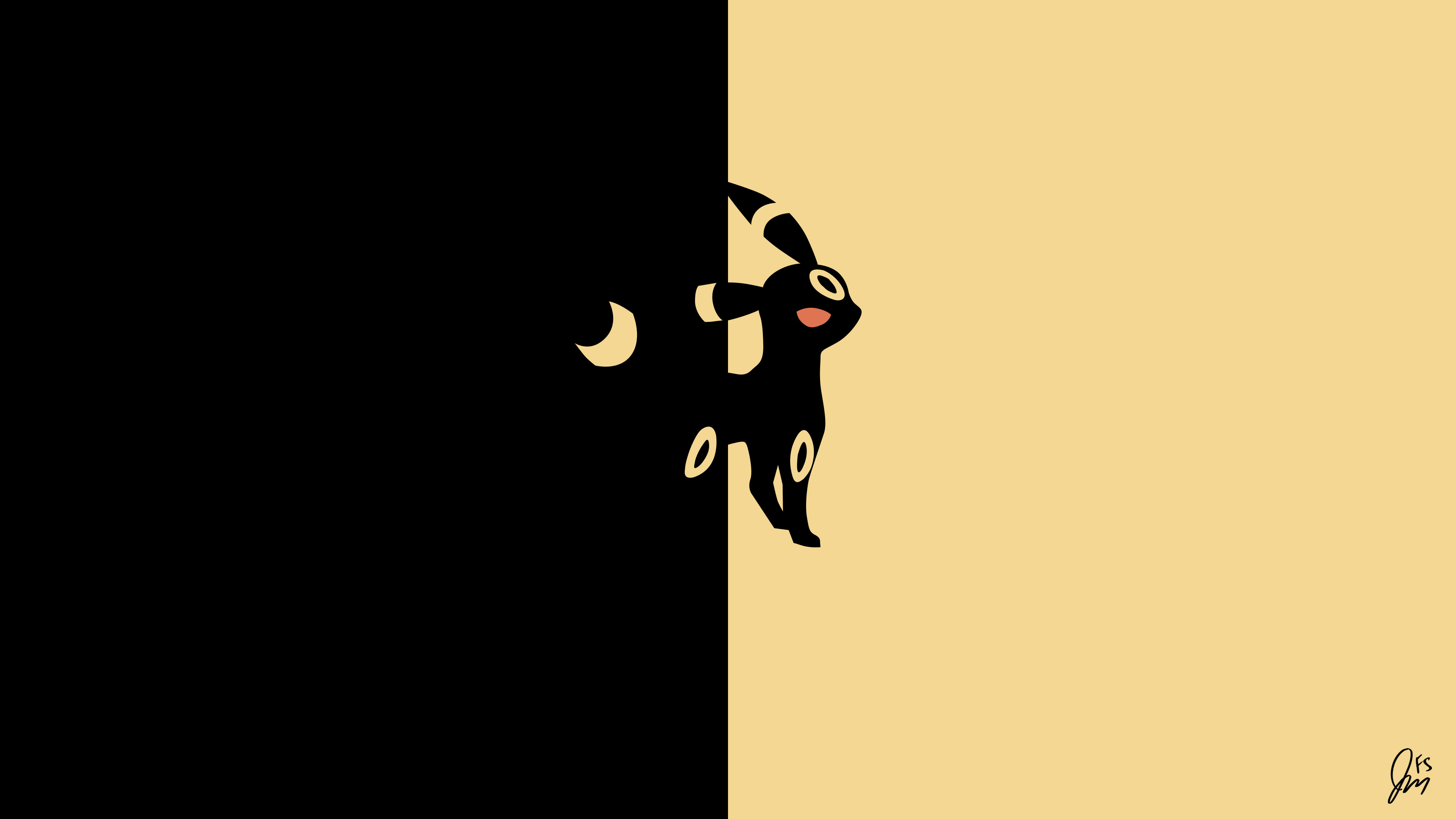 Umbreon, Pokémon, Minimalista, Giorno e notte, 4K, sfondo per portatile