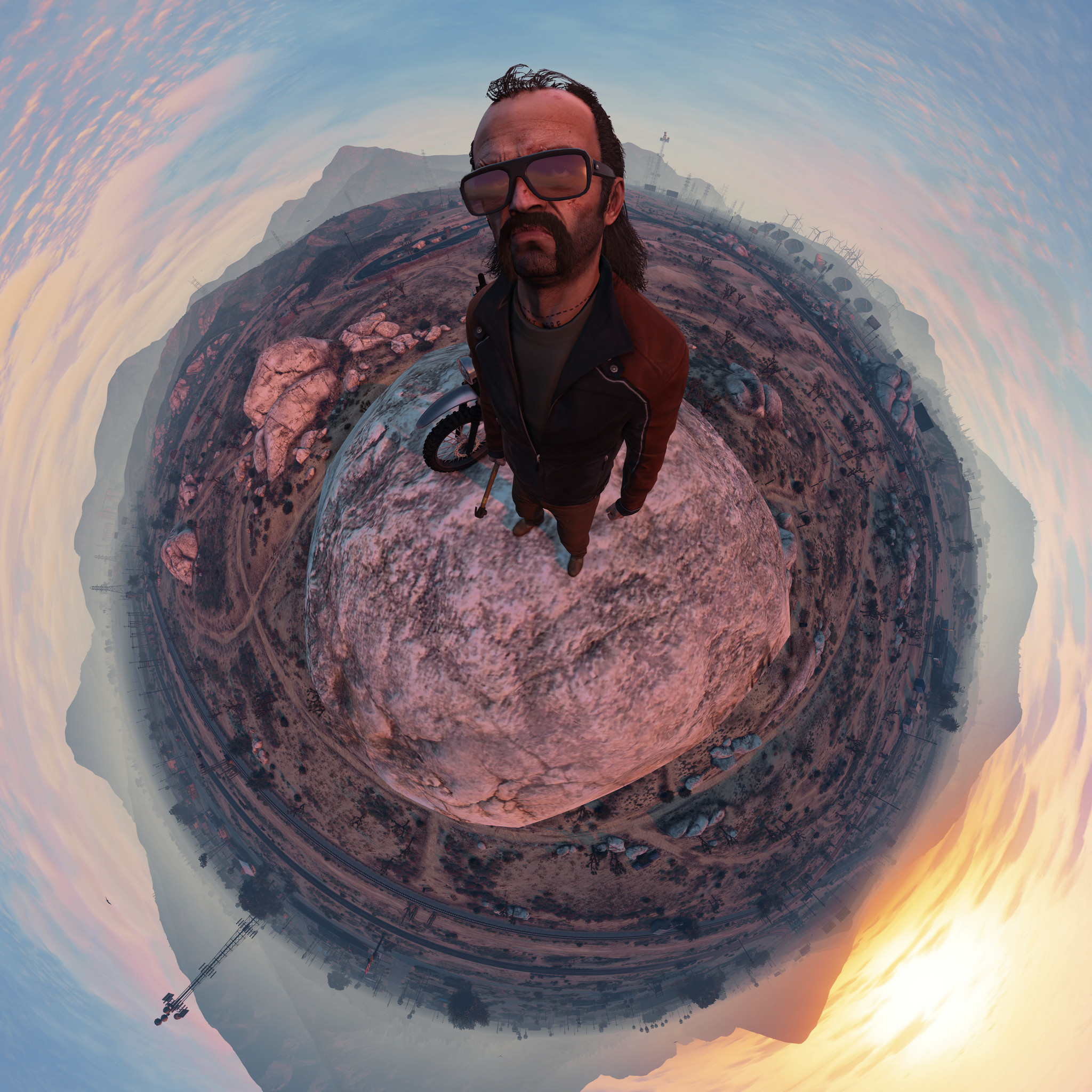 Trevor Philips, Grand Theft Auto V, Little planet, Panorama sferico, sfondo per iPad