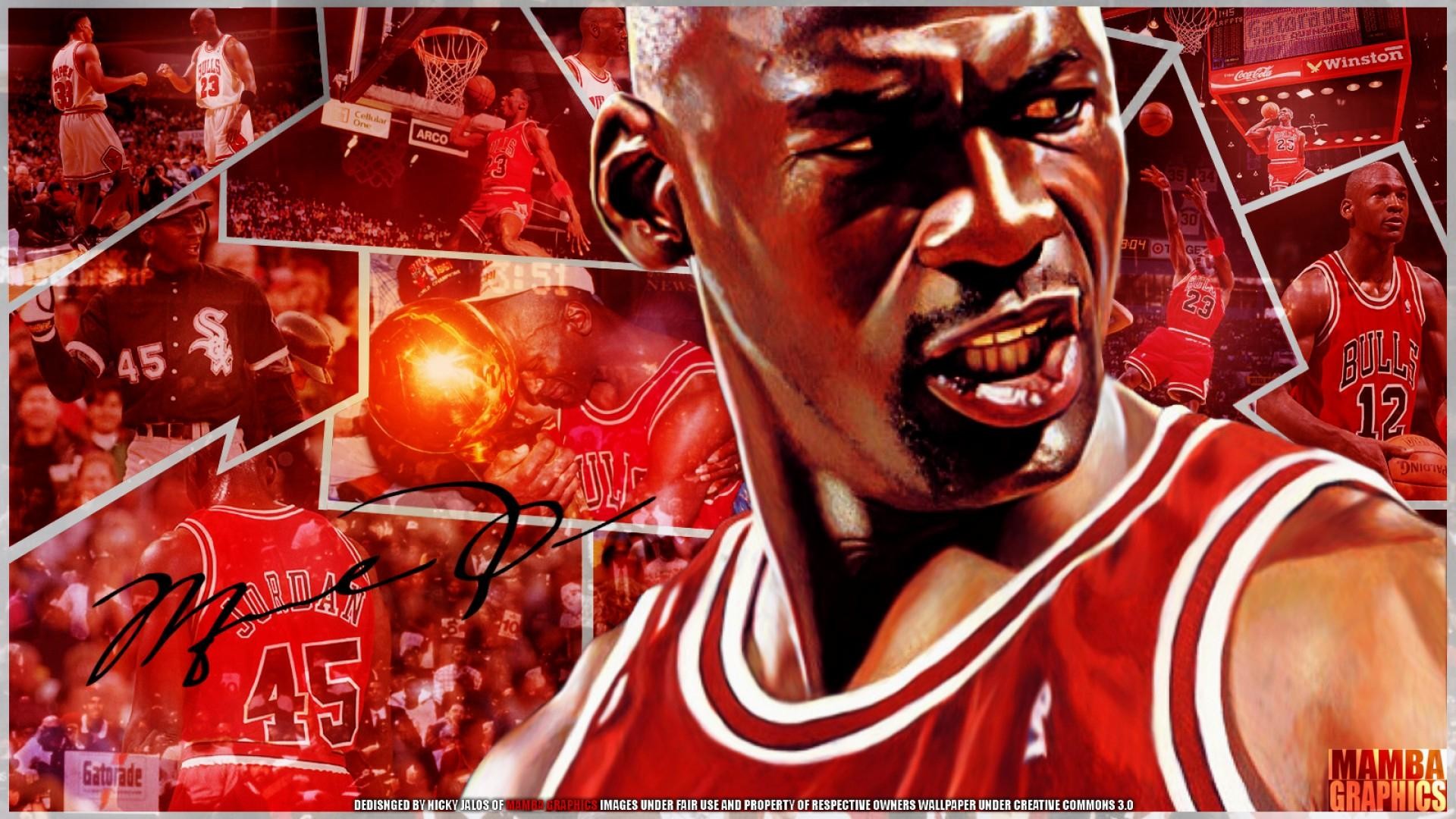 Michael Jordan, Chicago Bulls, Collage, Primo piano, Full HD, sfondo per PC e portatile