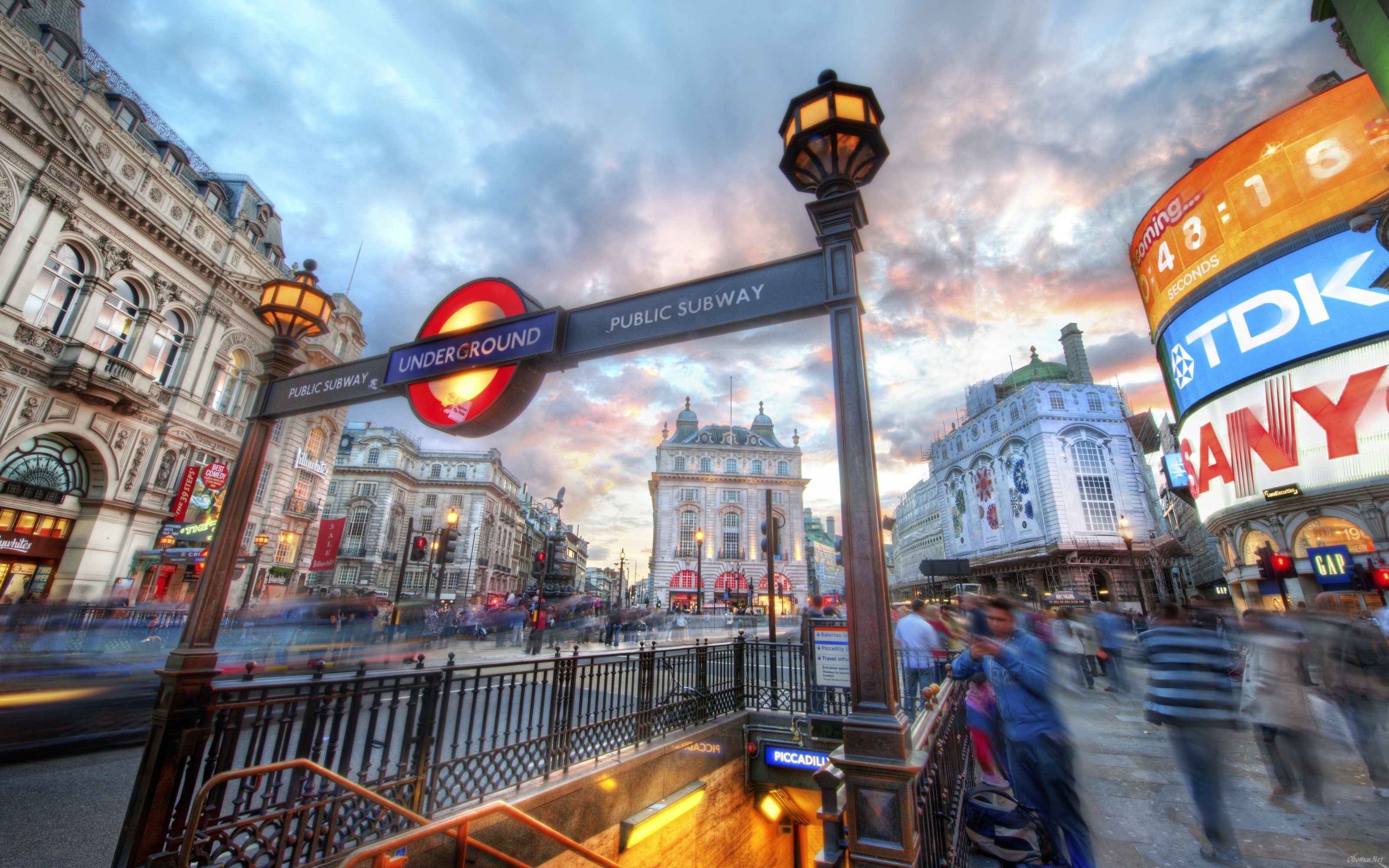 Piccadilly Circus, Londra, Metropolitana di Londra, HDR, 2K, sfondo Windows 11