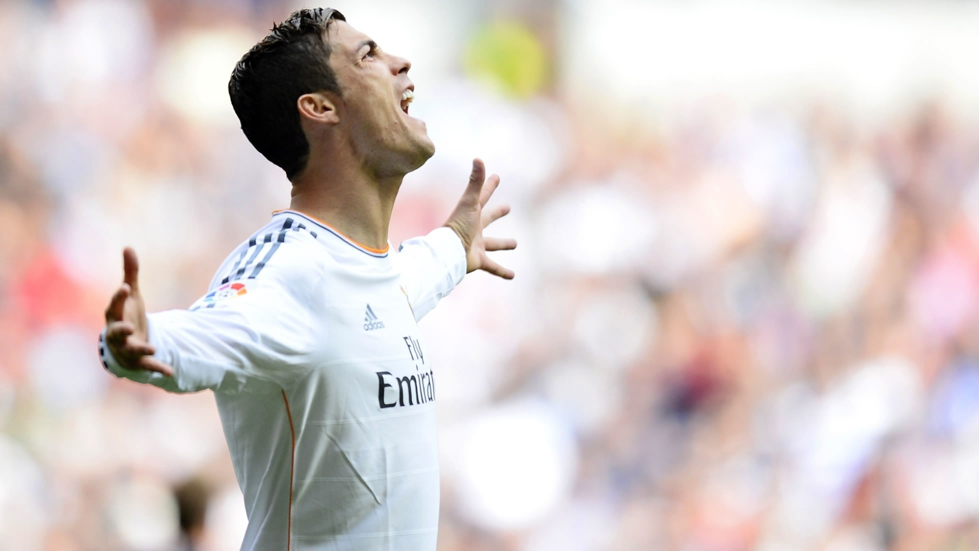 Cristiano Ronaldo, Real Madrid, Esultanza, Braccia aperte, 16:9 Full HD, sfondo widescreen