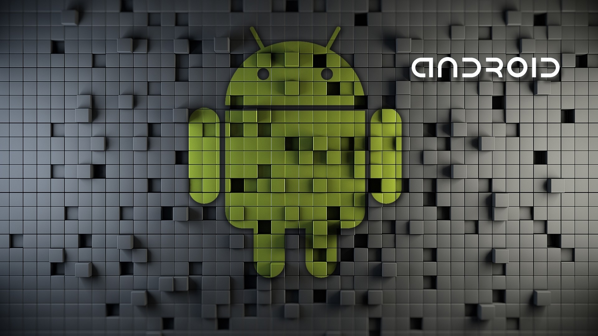 Logo Android, Android, Cubi 3D, Verde, Full HD, sfondo per portatile