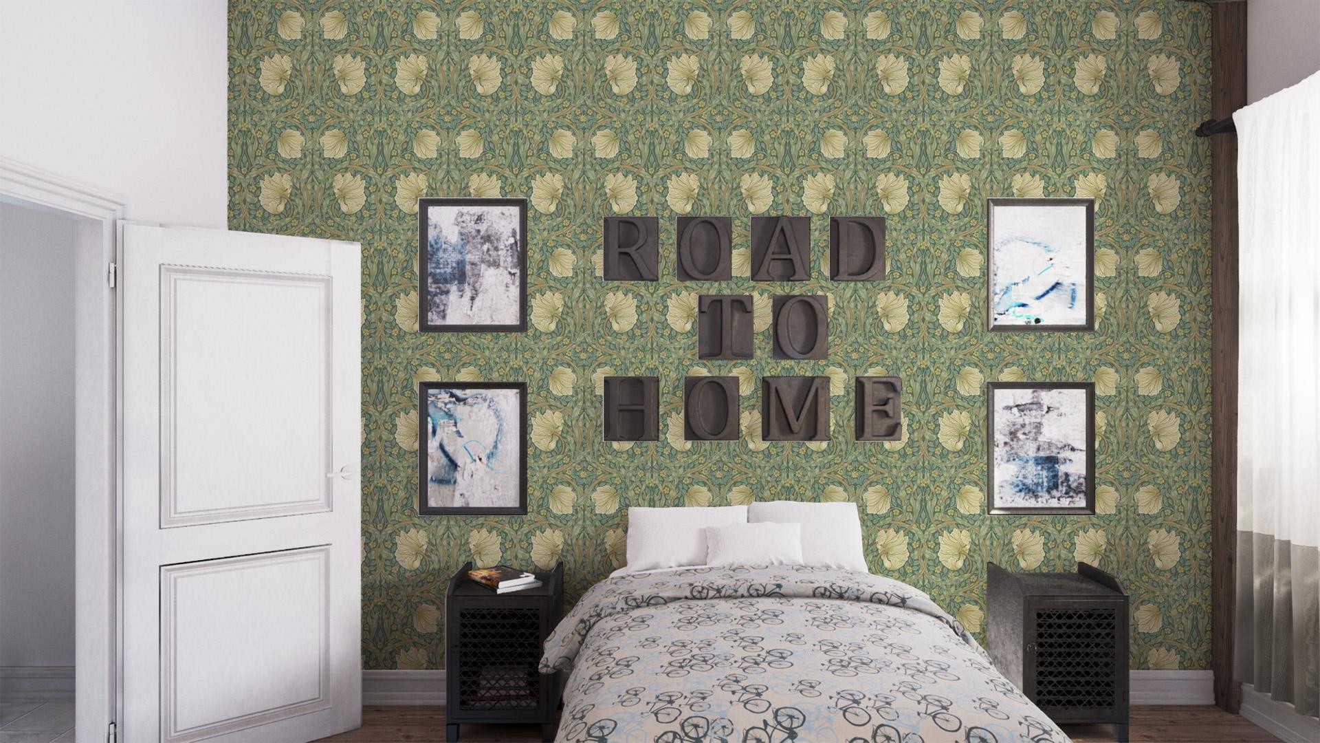 William Morris, Camera da letto, Carta da parati, Verde, Full HD, sfondo desktop