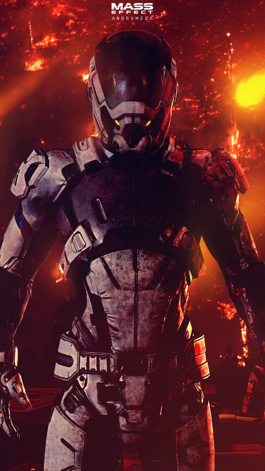 Mass Effect: Andromeda, Ryder, Armatura N7, Rosso, Casco, Full HD, sfondo verticale per cellulare