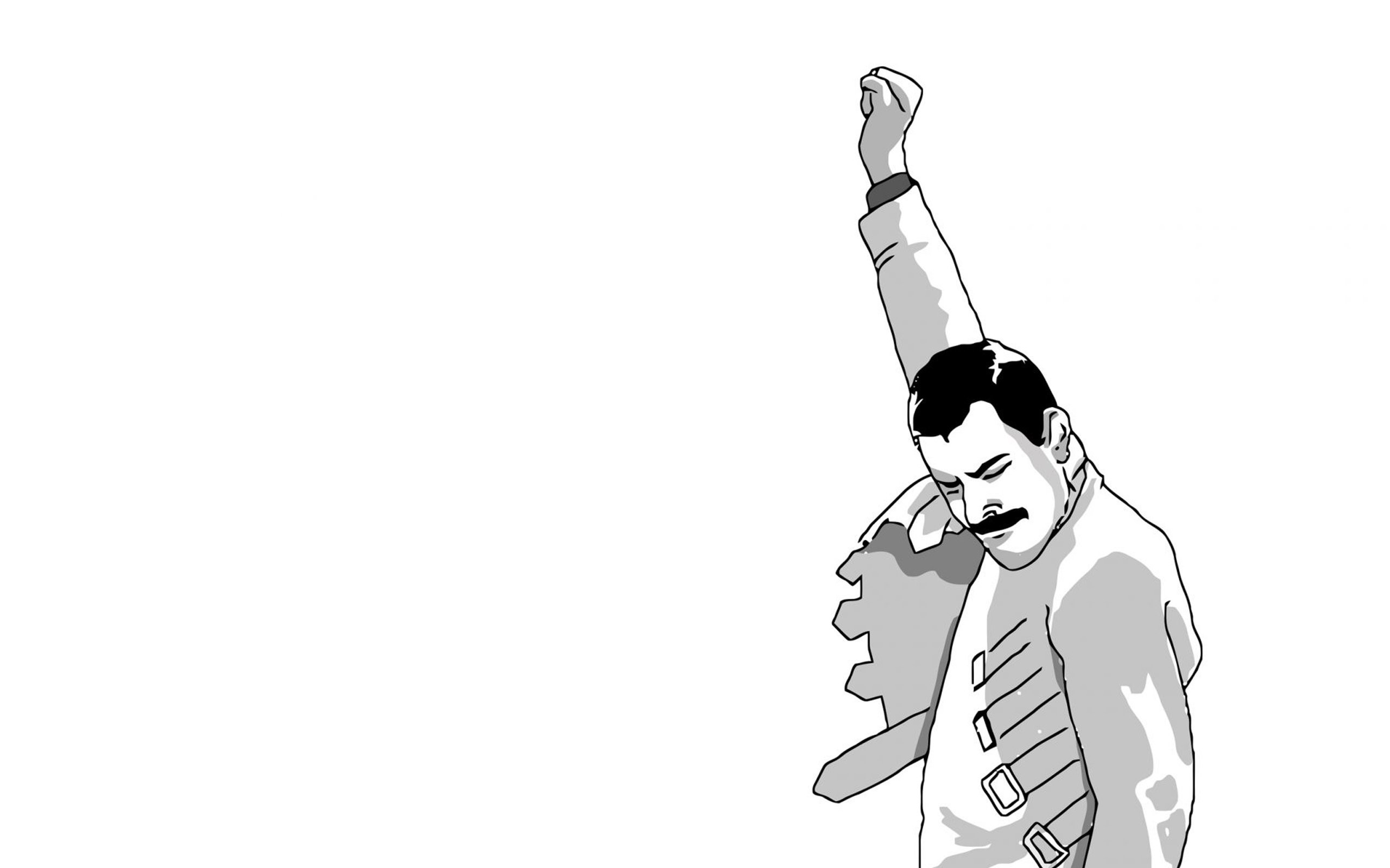 Freddie Mercury, Queen, Disegno, Bianco e nero, Minimalismo, 2K 1600p, sfondo desktop