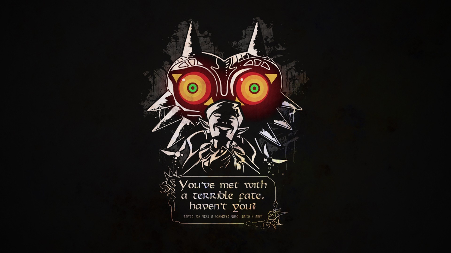 Maschera di Majora, The Legend of Zelda: Majora's Mask, Citazione, Sfondo nero, wallpaper Full HD