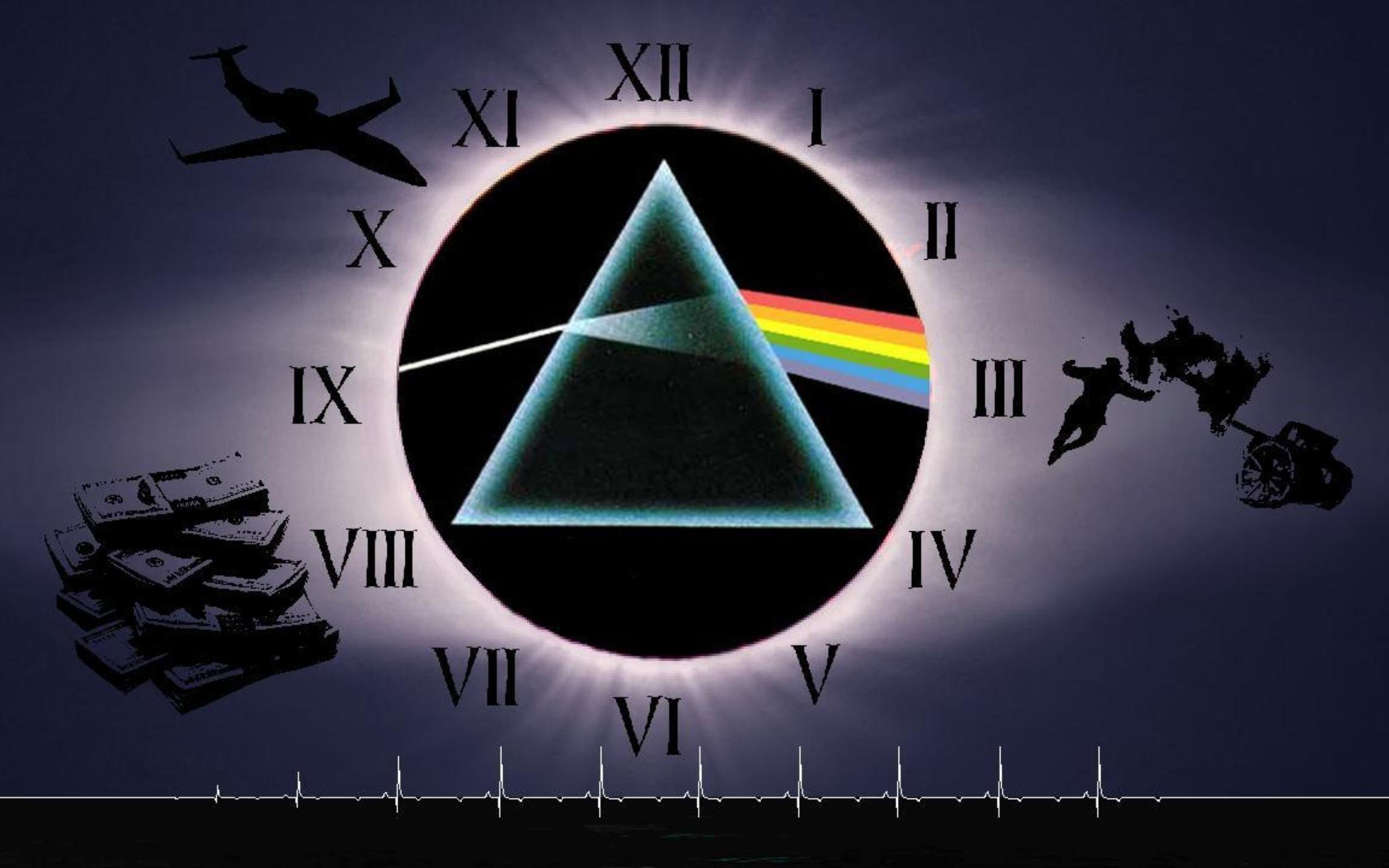 The Dark Side of the Moon, Pink Floyd, Orologio, Prisma, Time, 2K, sfondo per PC e portatile