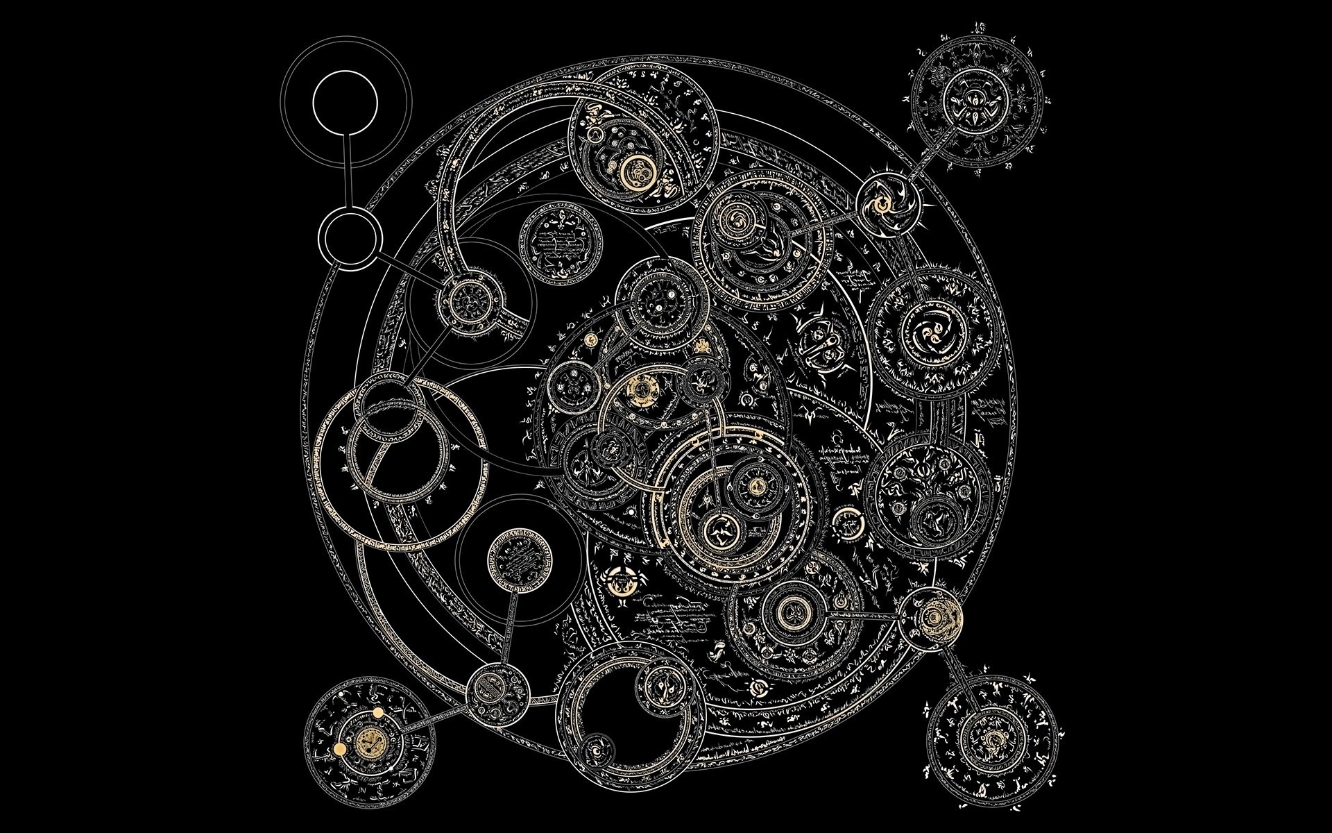Scrittura gallifreyana, Doctor Who, Ingranaggi, Sfondo nero, Full HD, wallpaper desktop