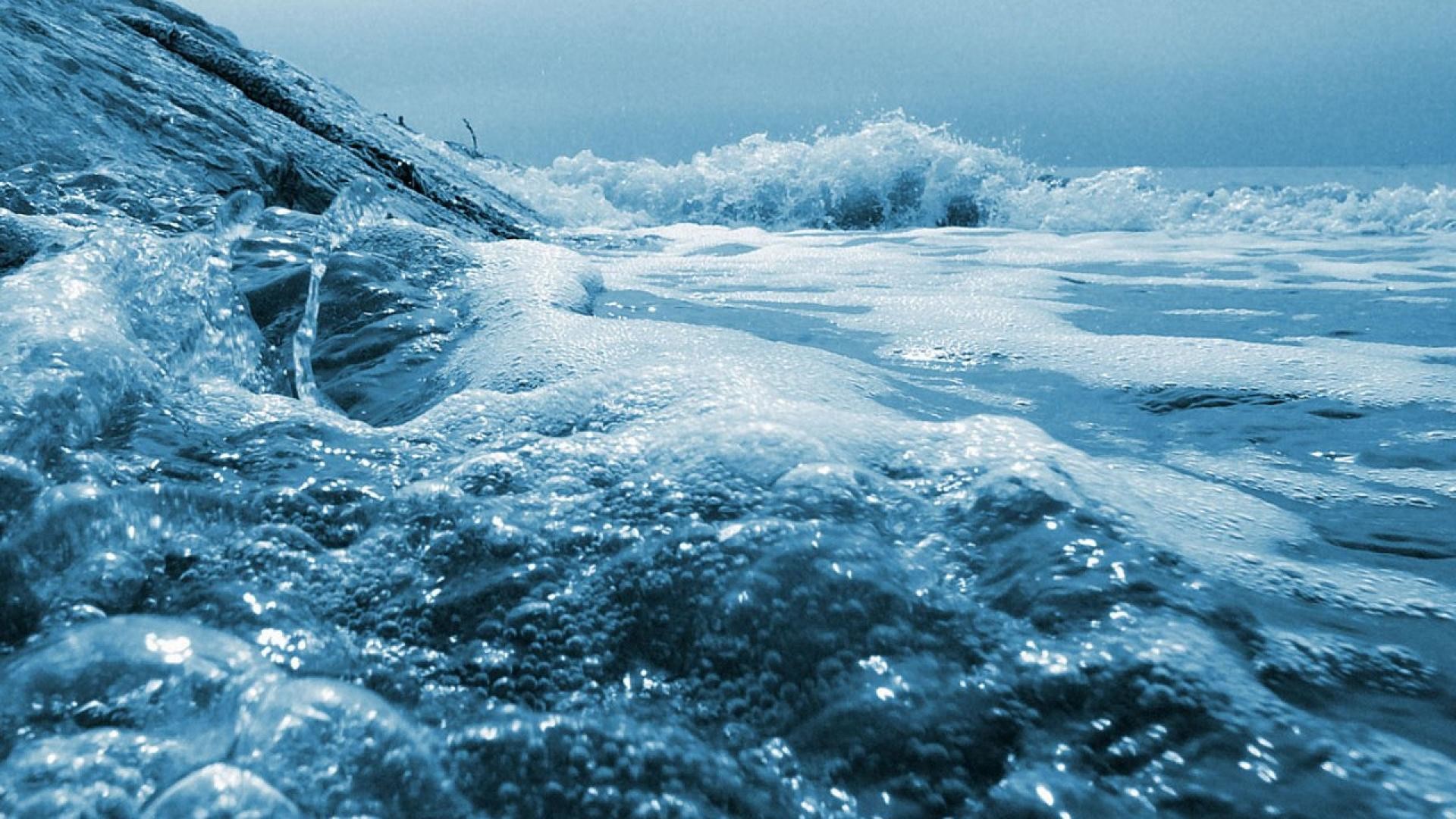 Onde, Mare d'inverno, Schiuma, Ghiaccio, 1920x1080, sfondo per PC