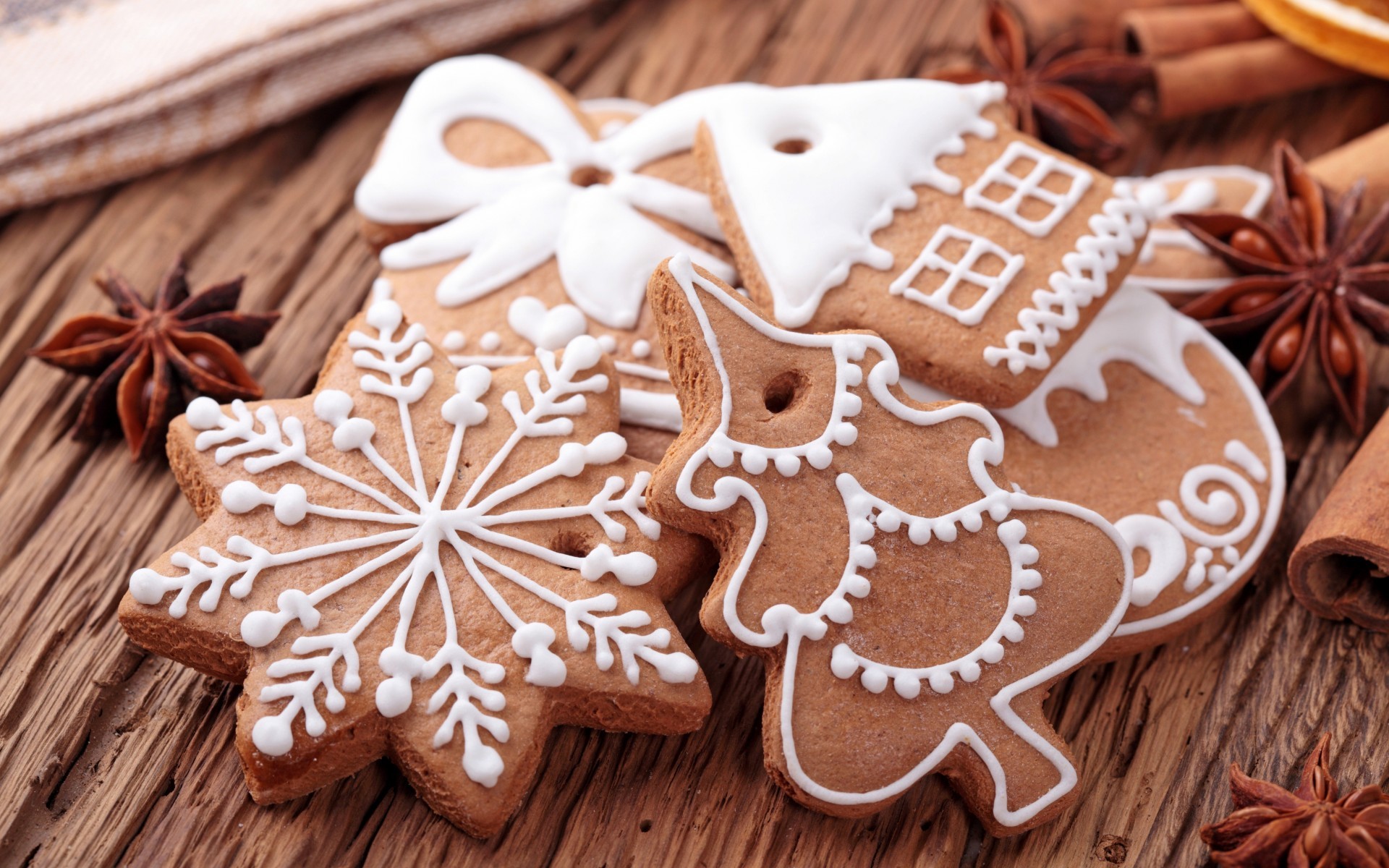 Biscotti di pan di zenzero, Fiocco di neve, Anice stellato, Natale, sfondo MacBook Pro