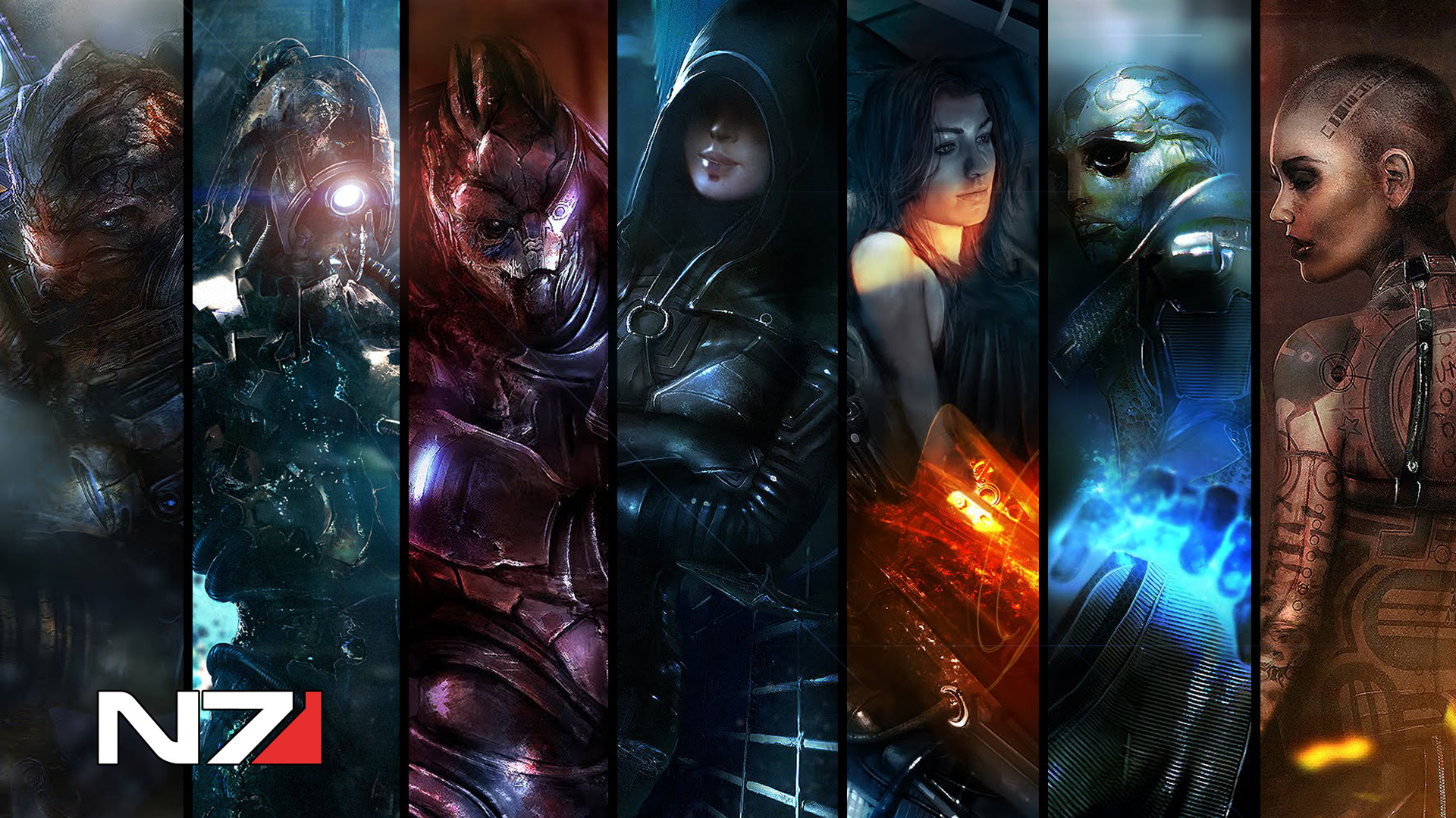 Mass Effect 3, N7, Comandante Shepard, Garrus Vakarian, Liara T'Soni, Personaggi, sfondo 1080p
