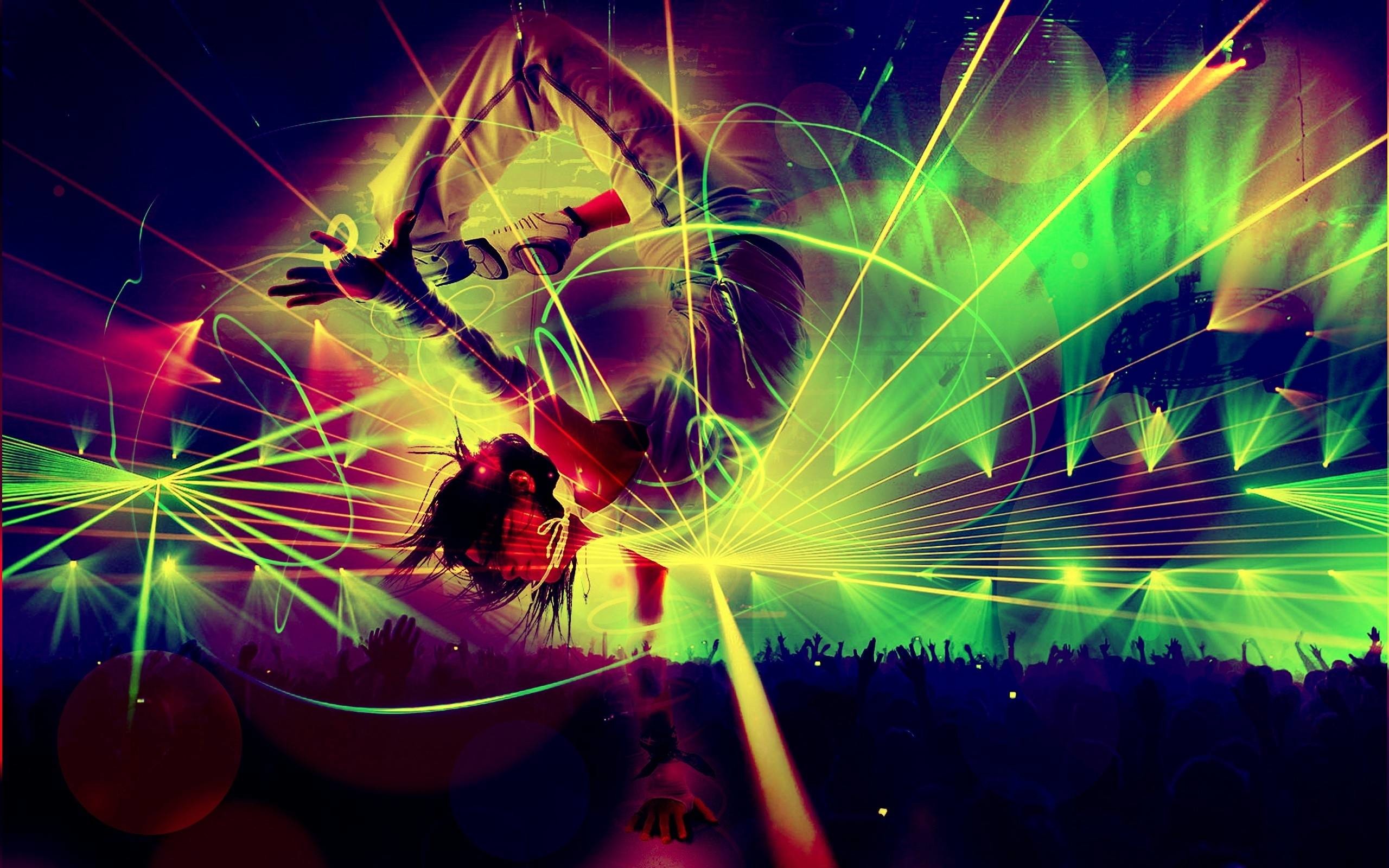 Laser, Ballerino, Rave, Verde neon, 2560x1600, immagine di sfondo