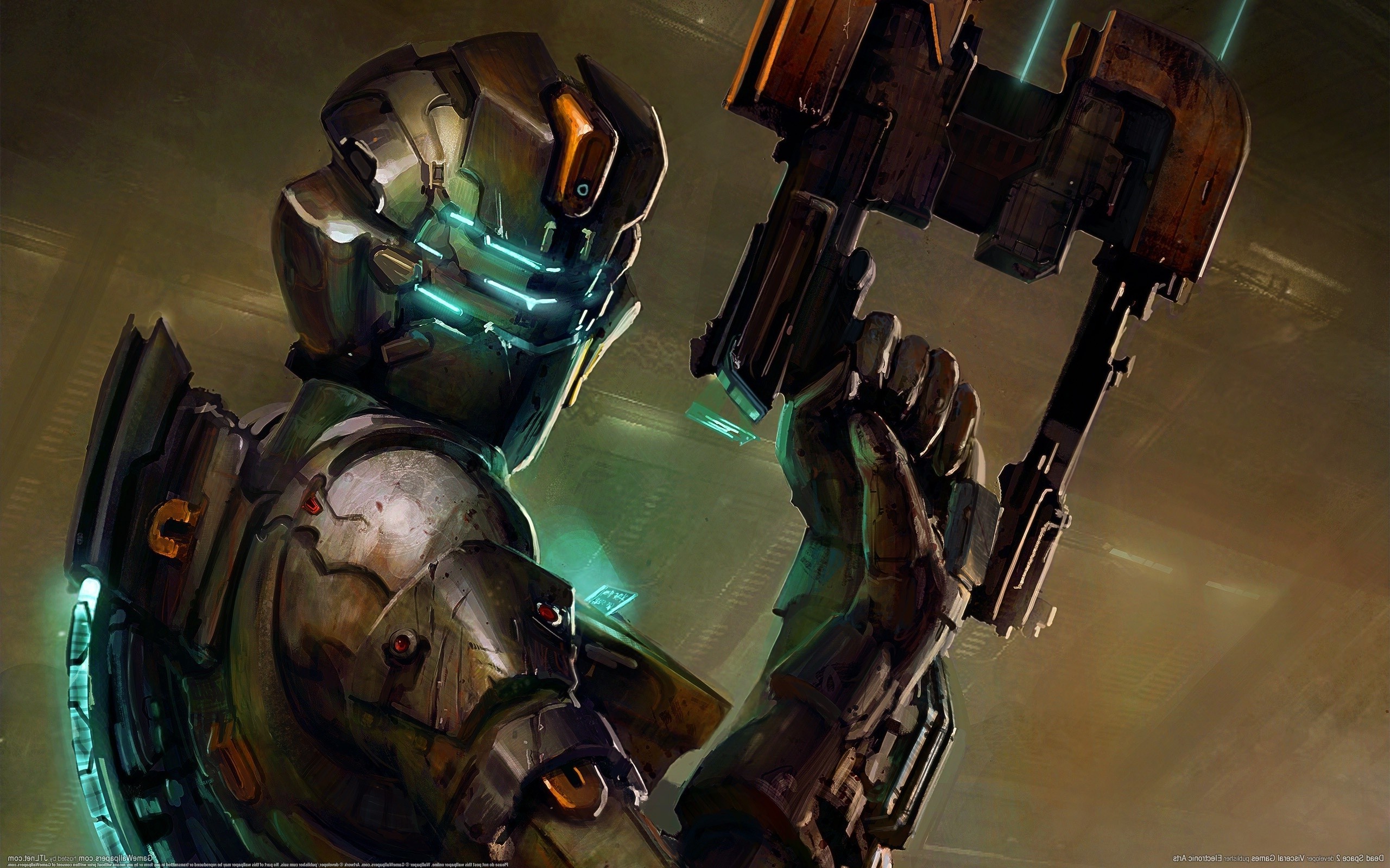 Isaac Clarke, Dead Space 2, Plasma cutter, Tuta RIG, Arte digitale, sfondo 2560x1600 per PC