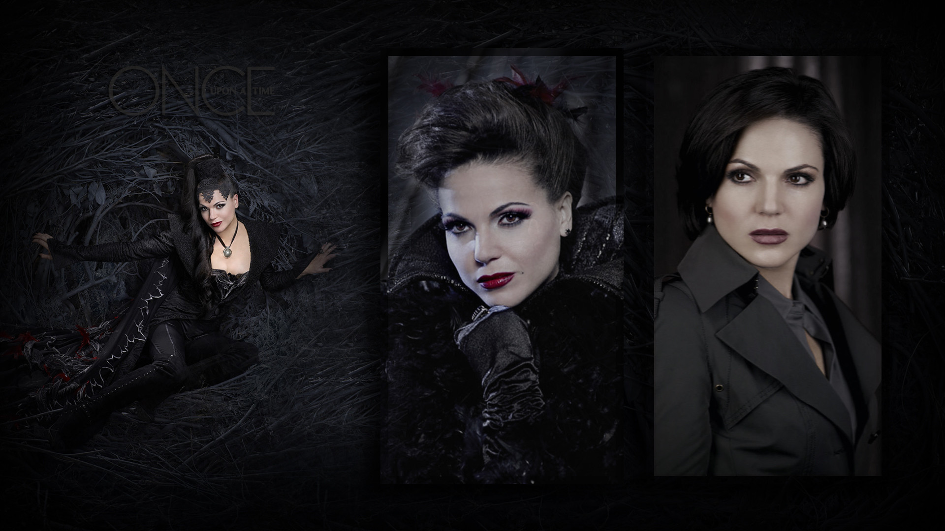 Regina Mills, Regina Cattiva, Lana Parrilla, C'era una volta, Collage, sfondo desktop 1920x1080