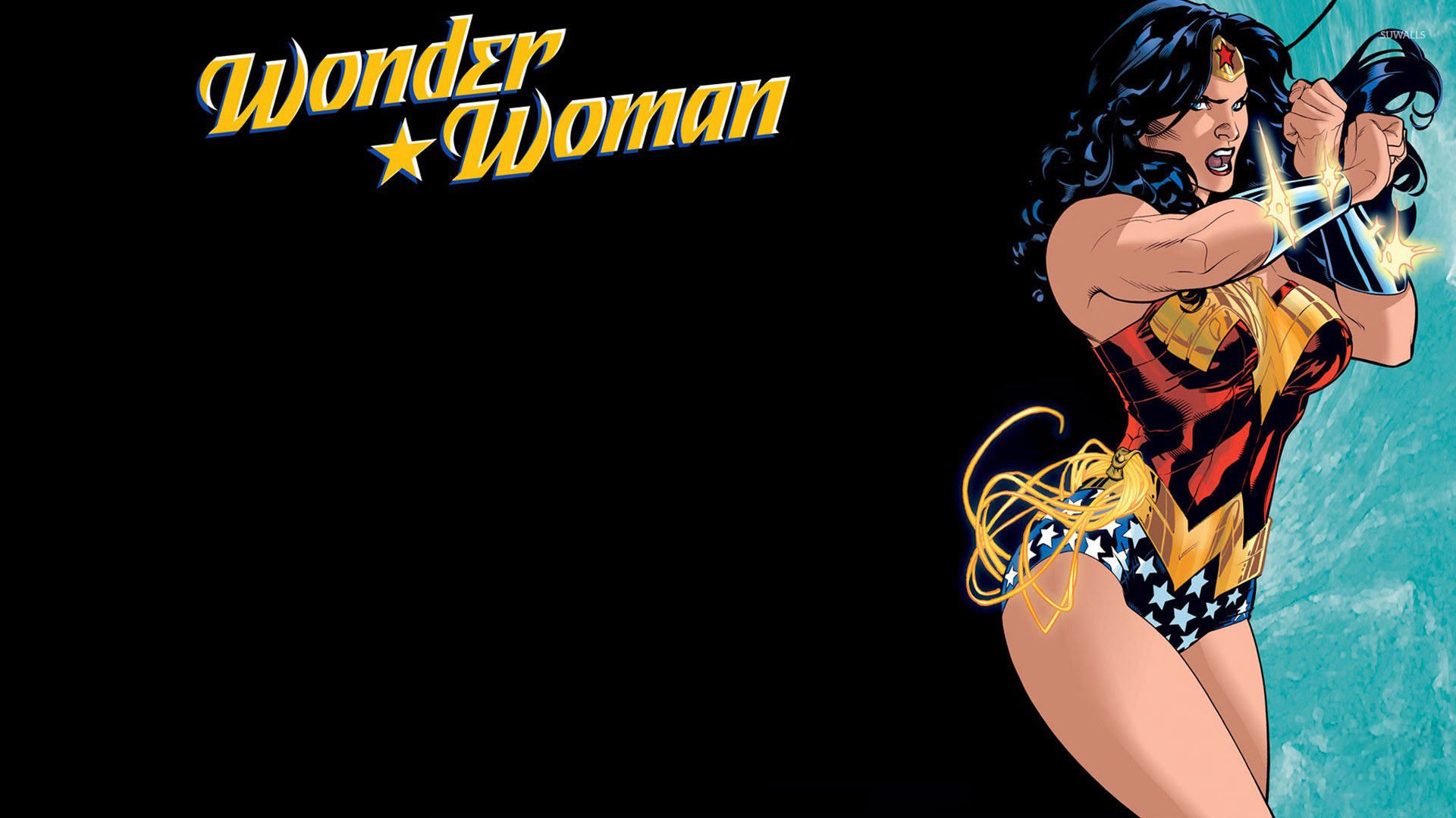 Wonder Woman, DC Comics, Fumetto, Logo, Sfondo nero, 16:9 Full HD, wallpaper widescreen