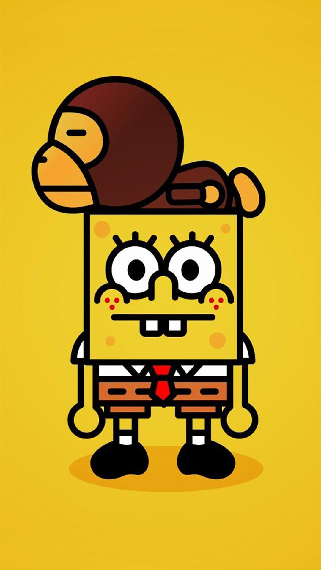 SpongeBob, Bape, Giallo, Full HD, sfondo verticale per cellulare