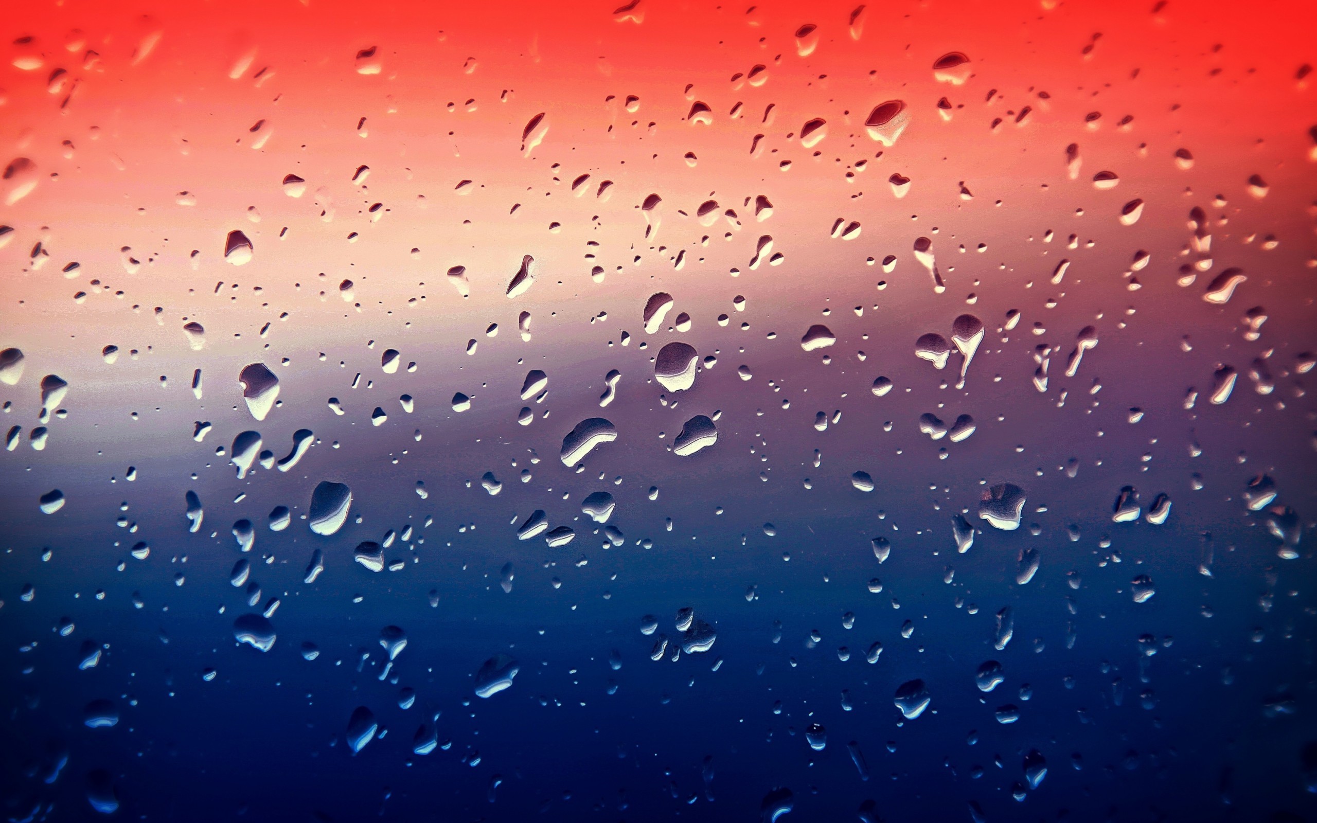 Gocce d'acqua, Vetro, Sfumatura rossa e blu, 2K, wallpaper PC