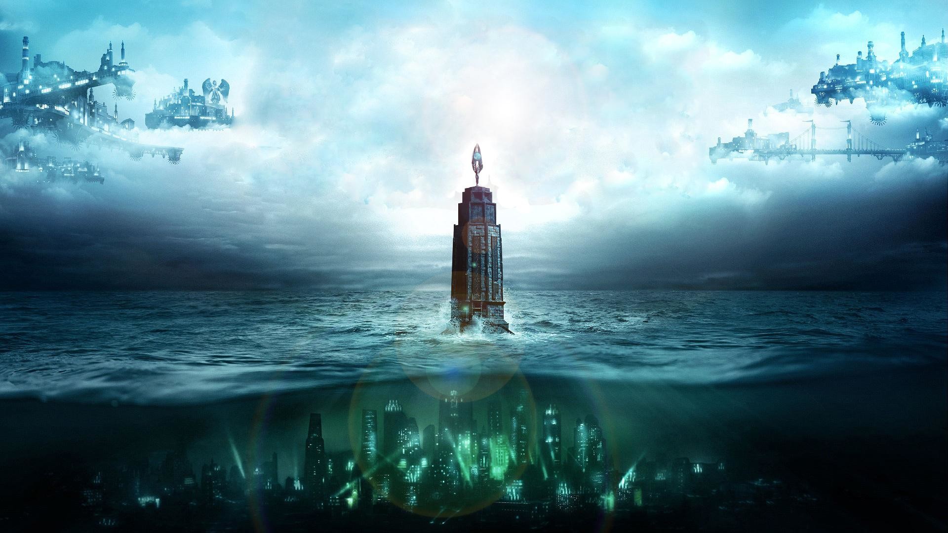 Faro, BioShock, Oceano, Rapture, Città volante, 1920x1080, immagine di sfondo