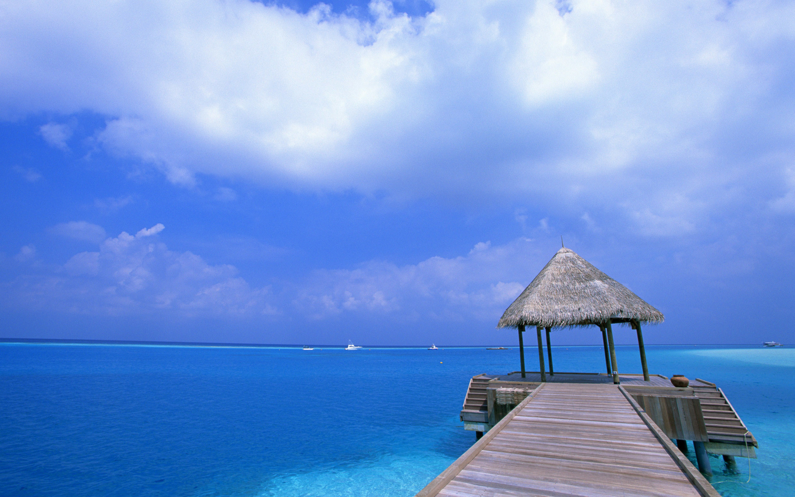 Maldive, Pontile, Gazebo, Oceano, 16:10 2K, sfondo widescreen