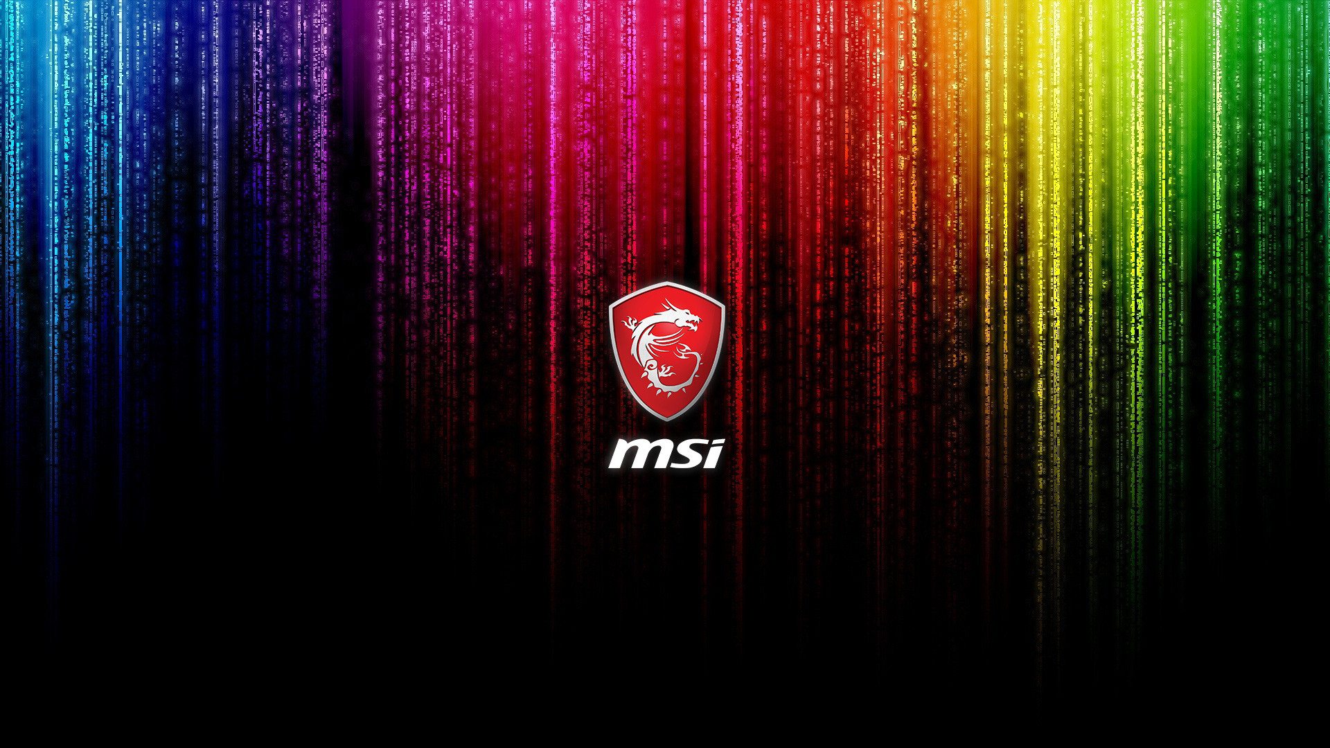 MSI, Logo MSI, Arcobaleno, Codice, Sfondo nero, Full HD, wallpaper per PC