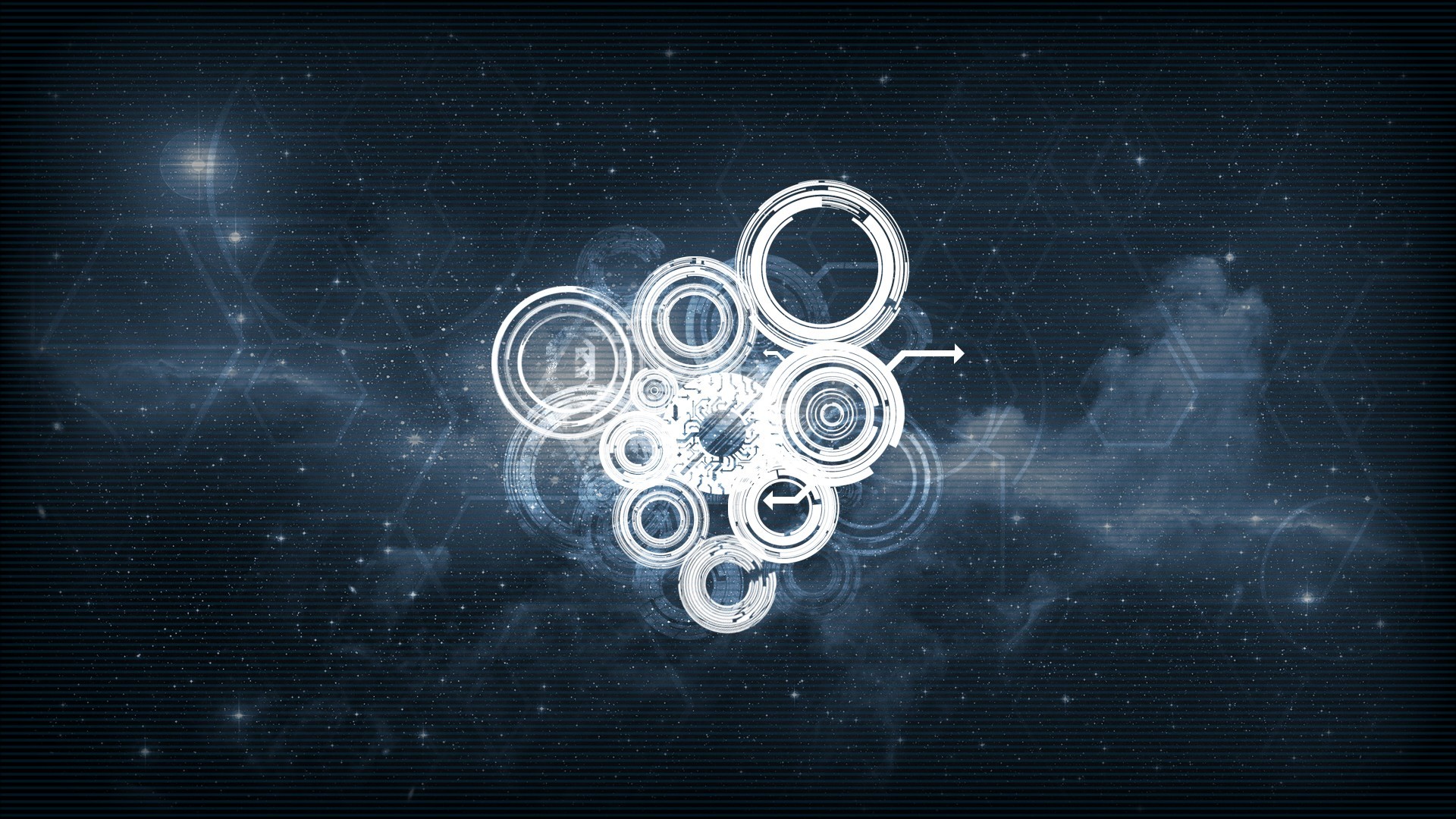 Cerchi olografici, Tecnologia, Spazio, Minimalista, Full HD 1080p, sfondo desktop