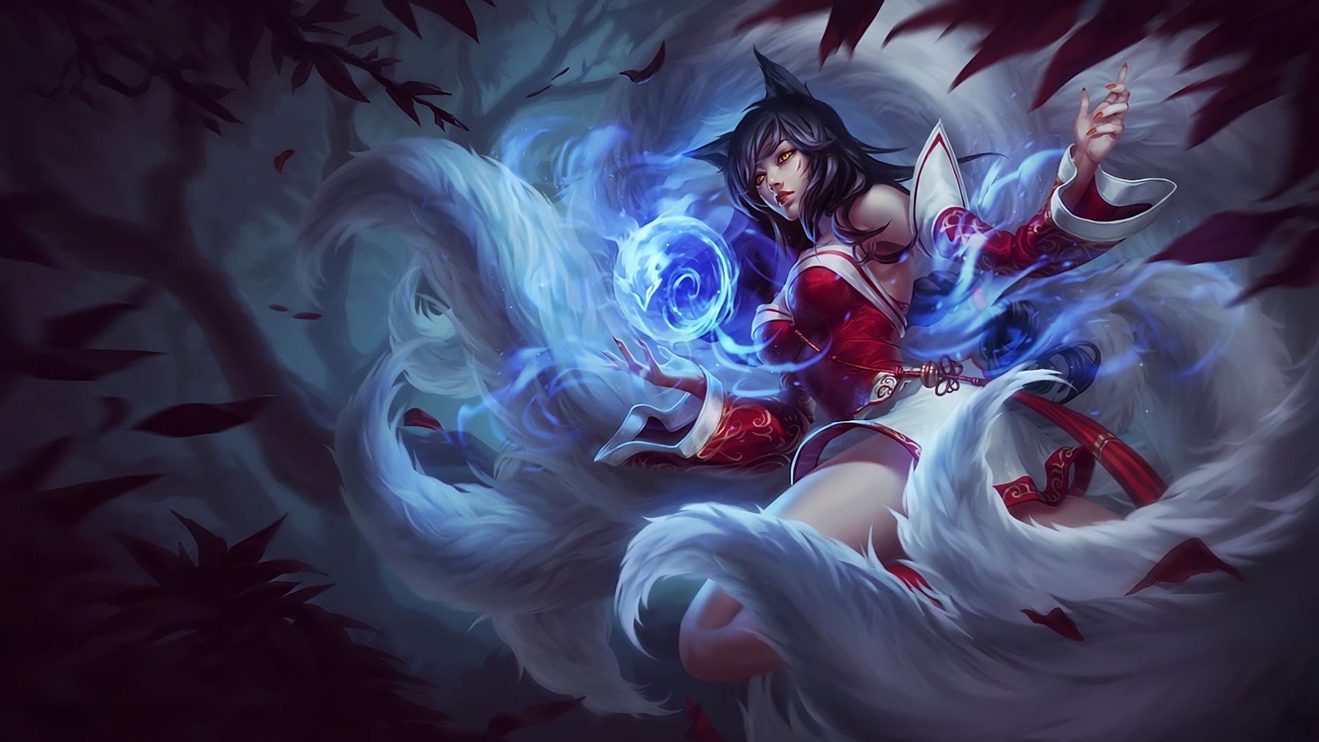 Ahri, League of Legends, Volpe a nove code, Magia, Full HD, sfondo per portatile