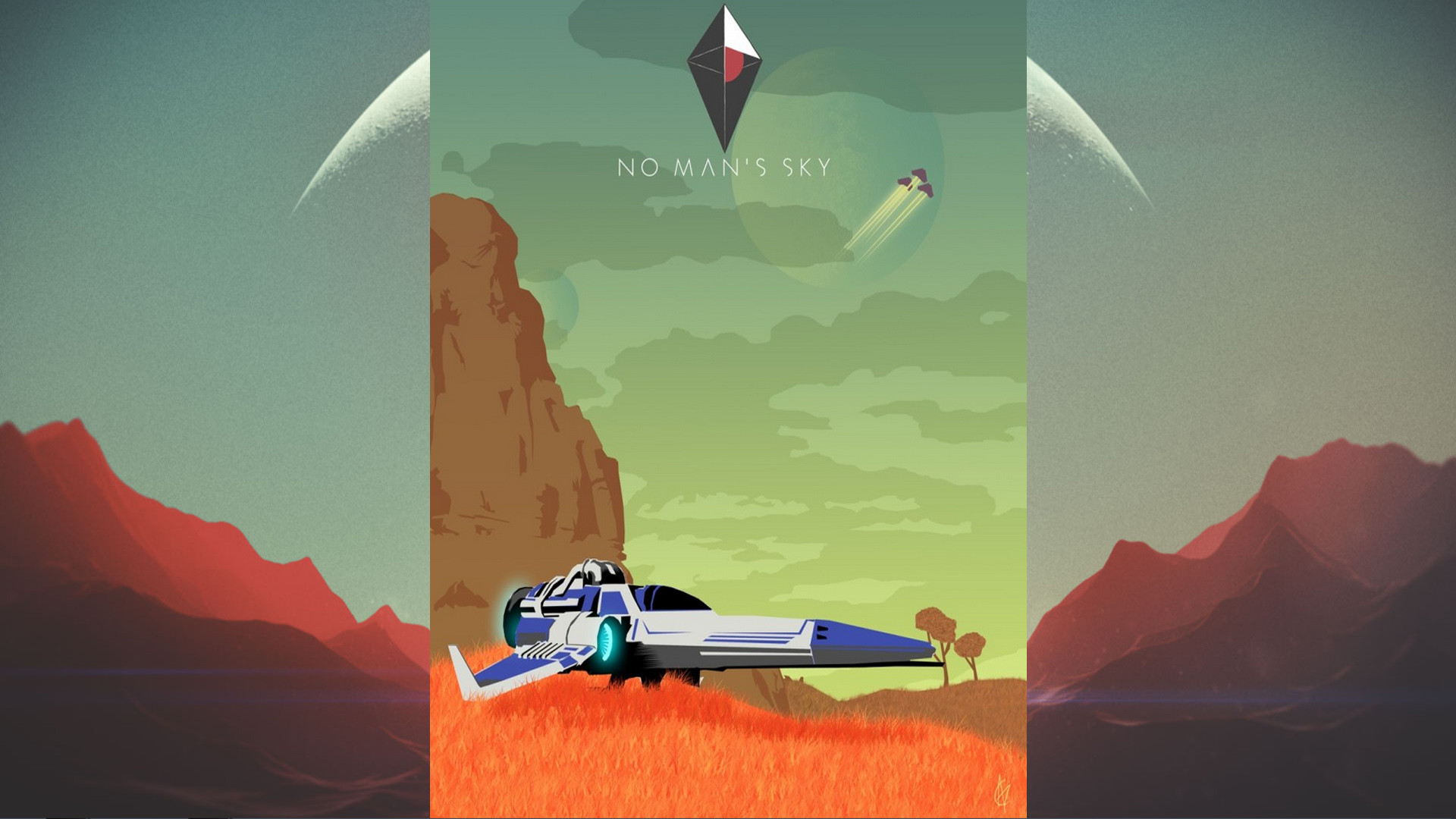 No Man's Sky, Astronave, Poster, Canyon, Full HD, wallpaper per portatile