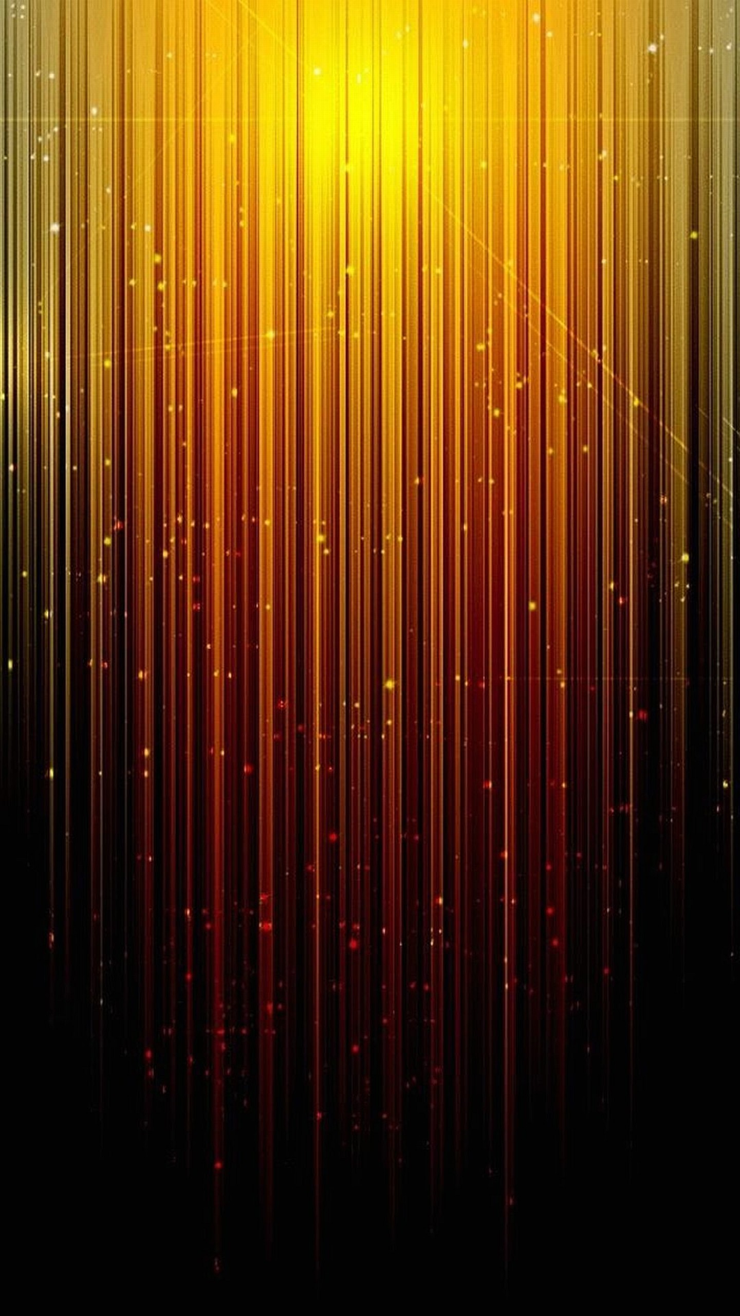 Linee verticali, Luci dorate, Sfondo nero, Astratto, QHD+, schermata di blocco del cellulare