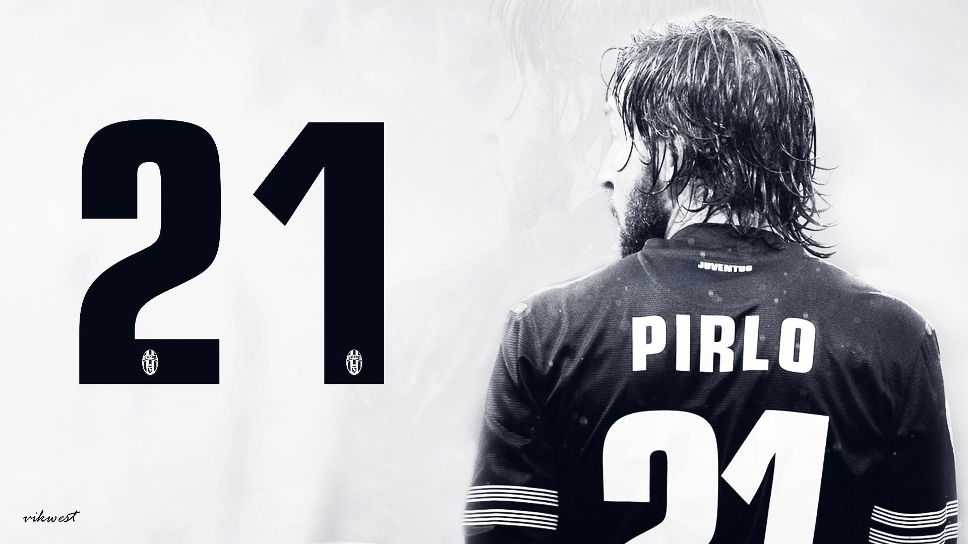 Andrea Pirlo, Juventus, Numero 21, Bianco e nero, Full HD, sfondo per PC