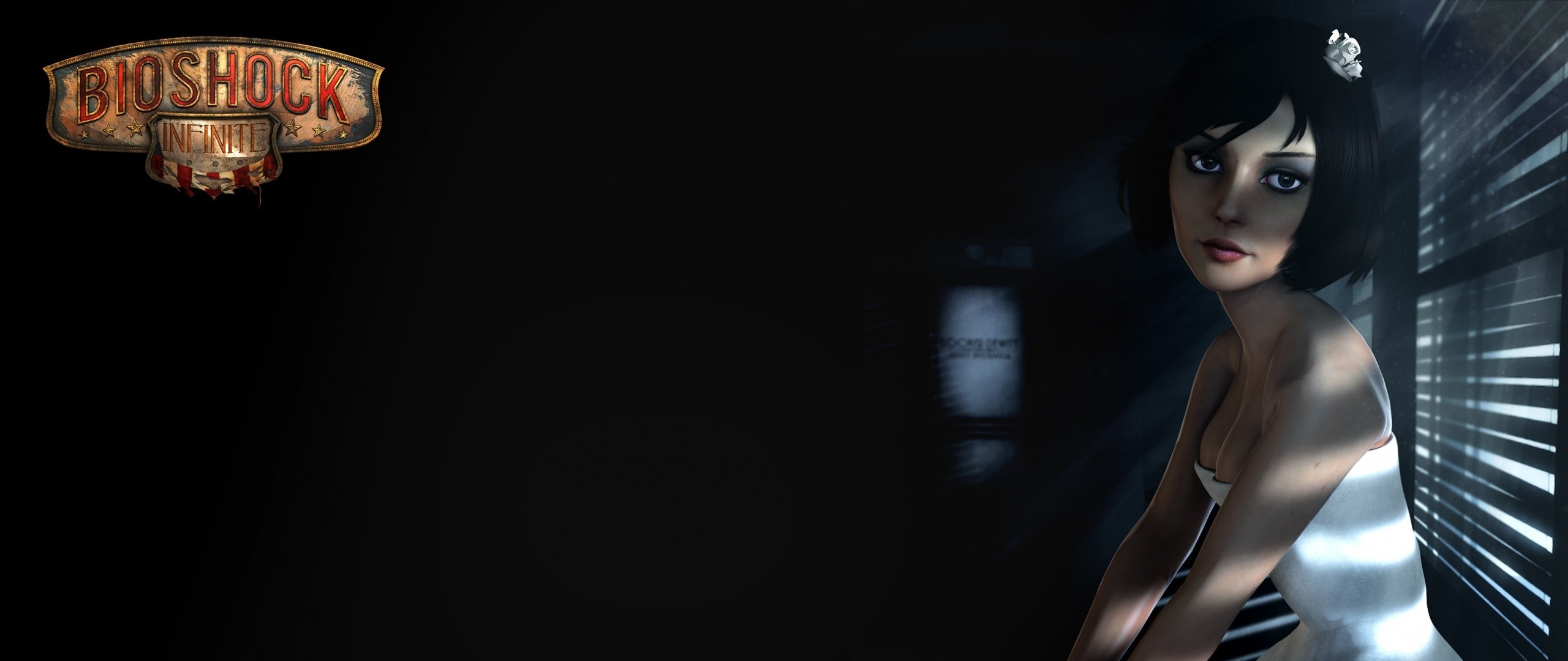Elizabeth, BioShock Infinite, Logo, Sfondo nero, 2560x1080, wallpaper desktop