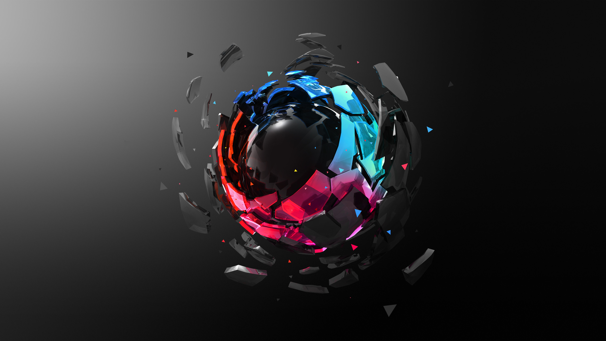 Sfera, Schegge, Astratto, Justin Maller, 2K 1440p, sfondo desktop